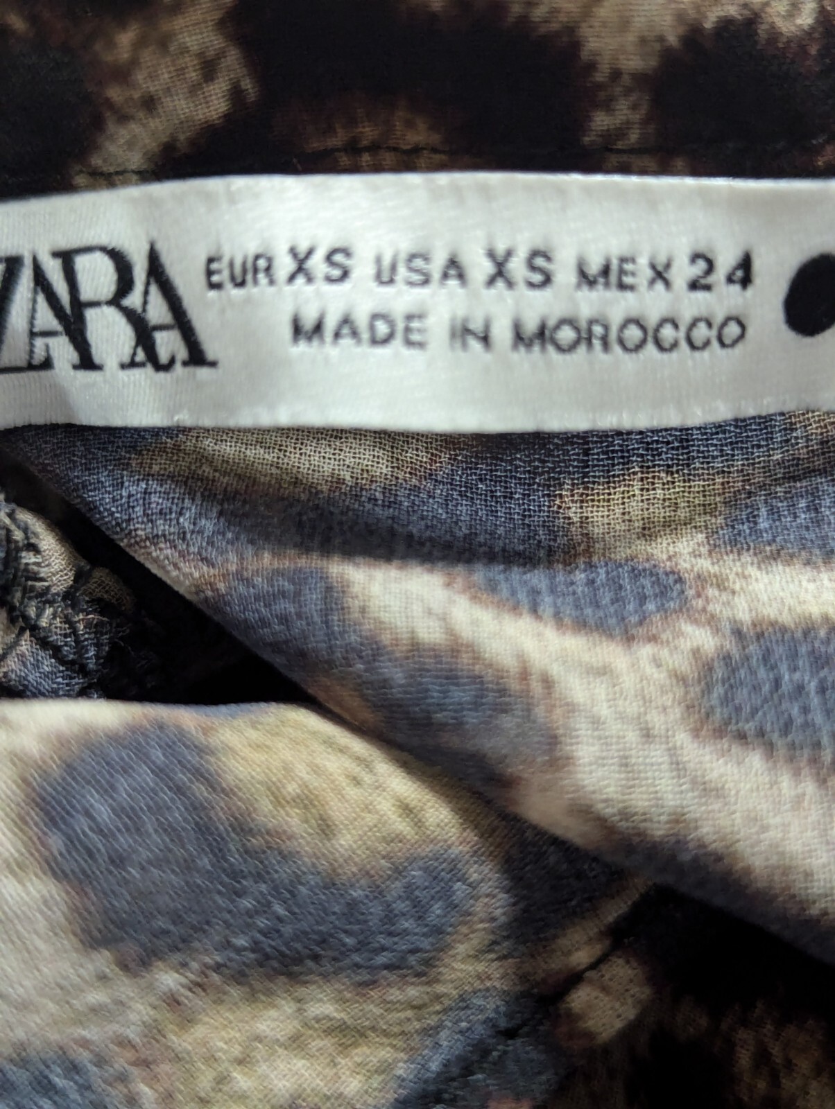 ZARA Cheetah Print Long Dress With Neck Tie Women’s Size XS