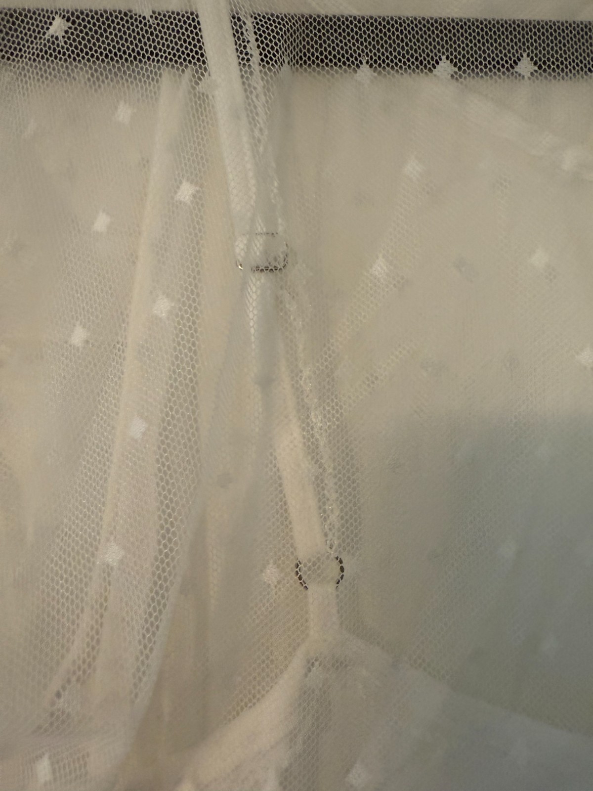 POL sheer overlay embroidered white dress. Slip dress. 3/4 bell sleeves. Large