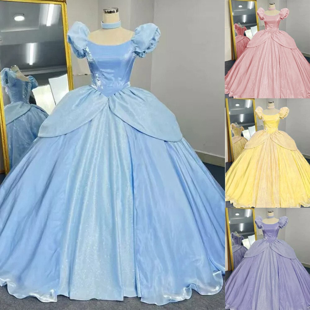 Quinceanera Dresses Sweet 16 Cinderella Cap Sleeve Glitter Party Prom Ball Gowns