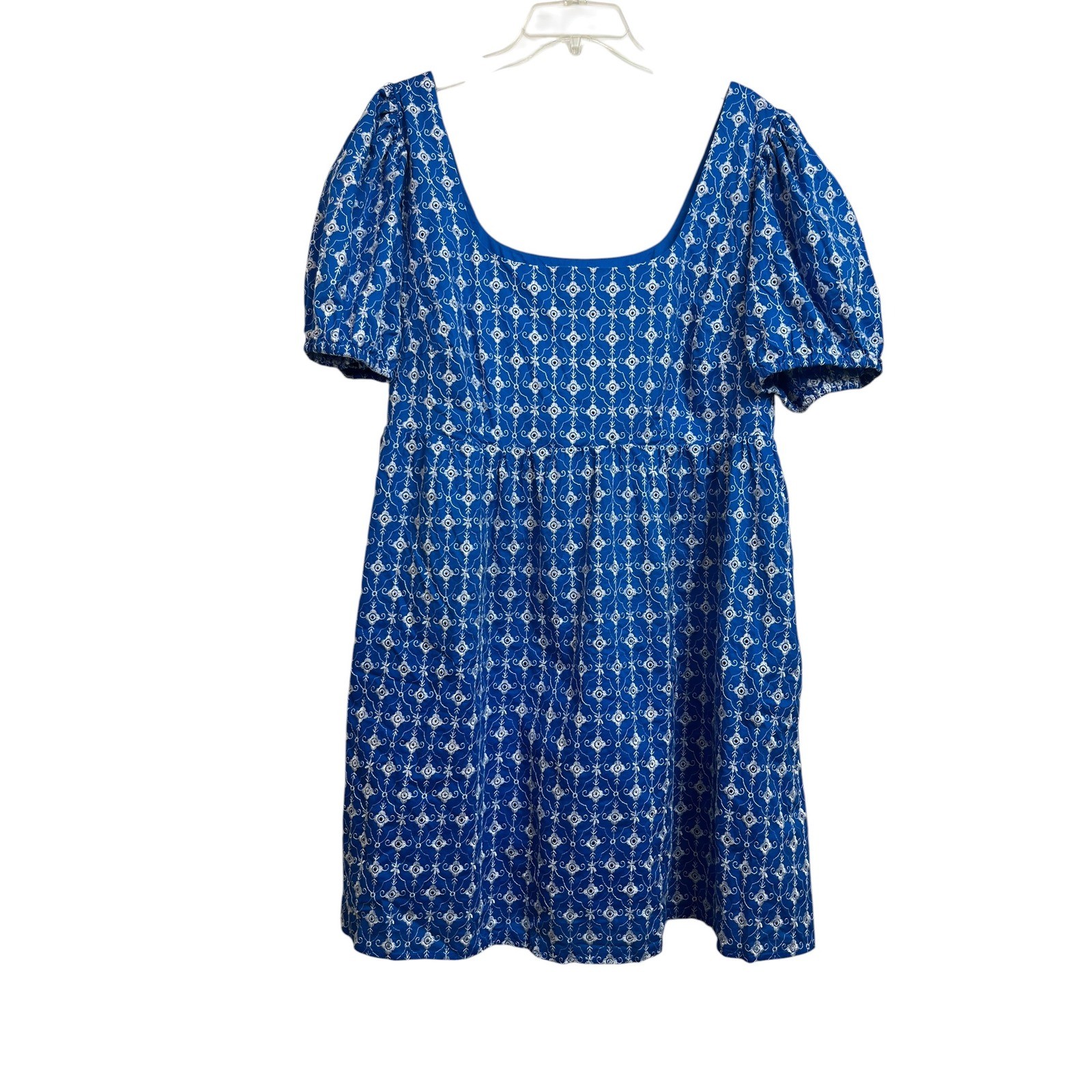 Rhode x Target Blue Embroidered Puff Sleeve Mini Dress XXL Women Square Neck