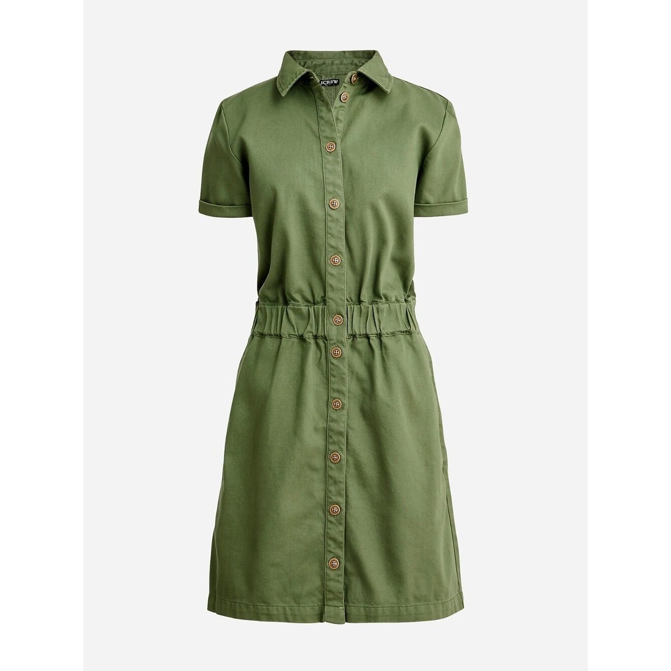 J. Crew Button Front Chino Dress Olive Green size 2 BS811