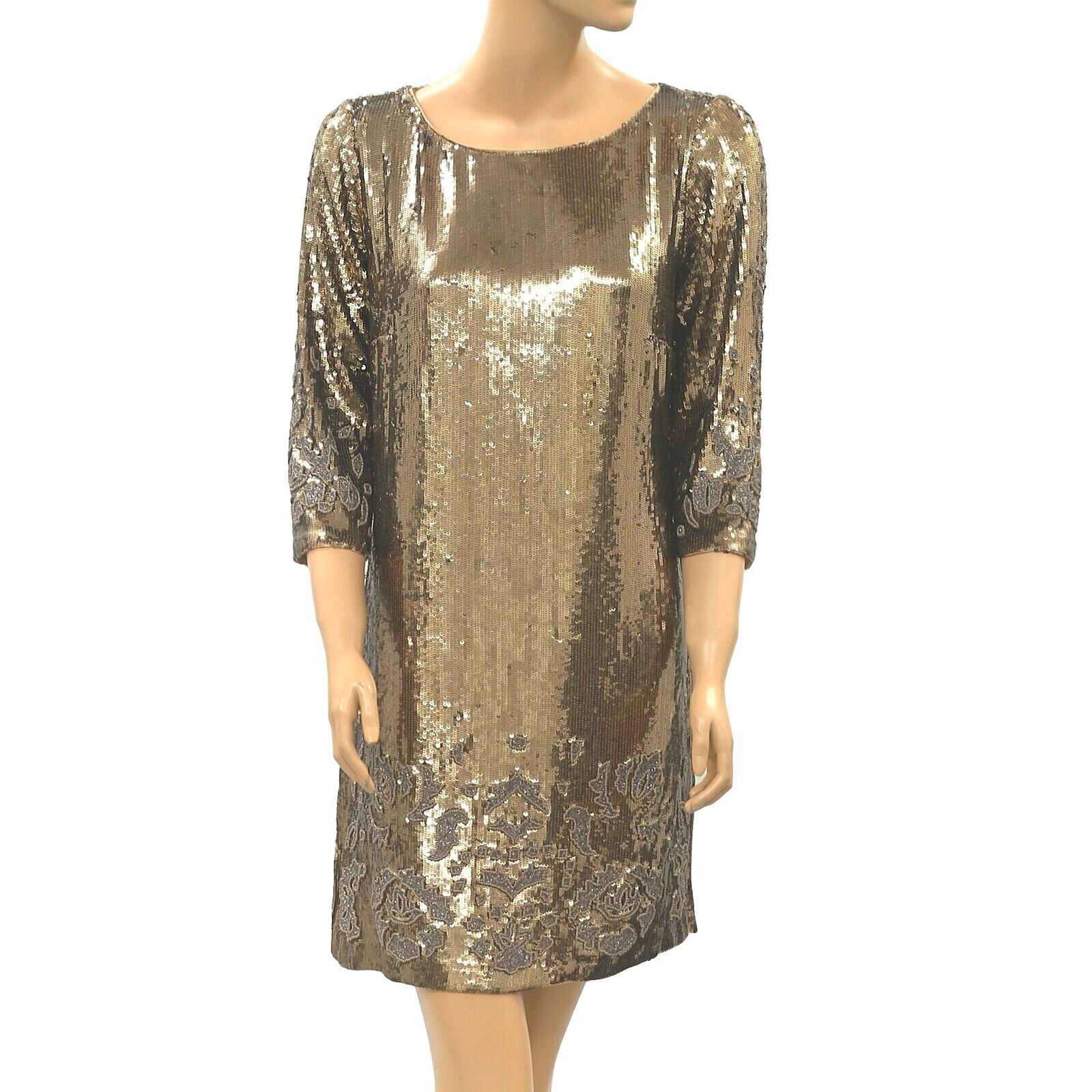 Monsoon Limited Edition Sheryl Sequin Gold Mini Dress Embellished S-6 NWT 201761