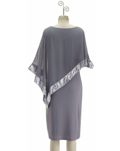 16W PLUS Midnight Velvet Gray Silver Formal Cocktail Party Clarice Sequin Dress