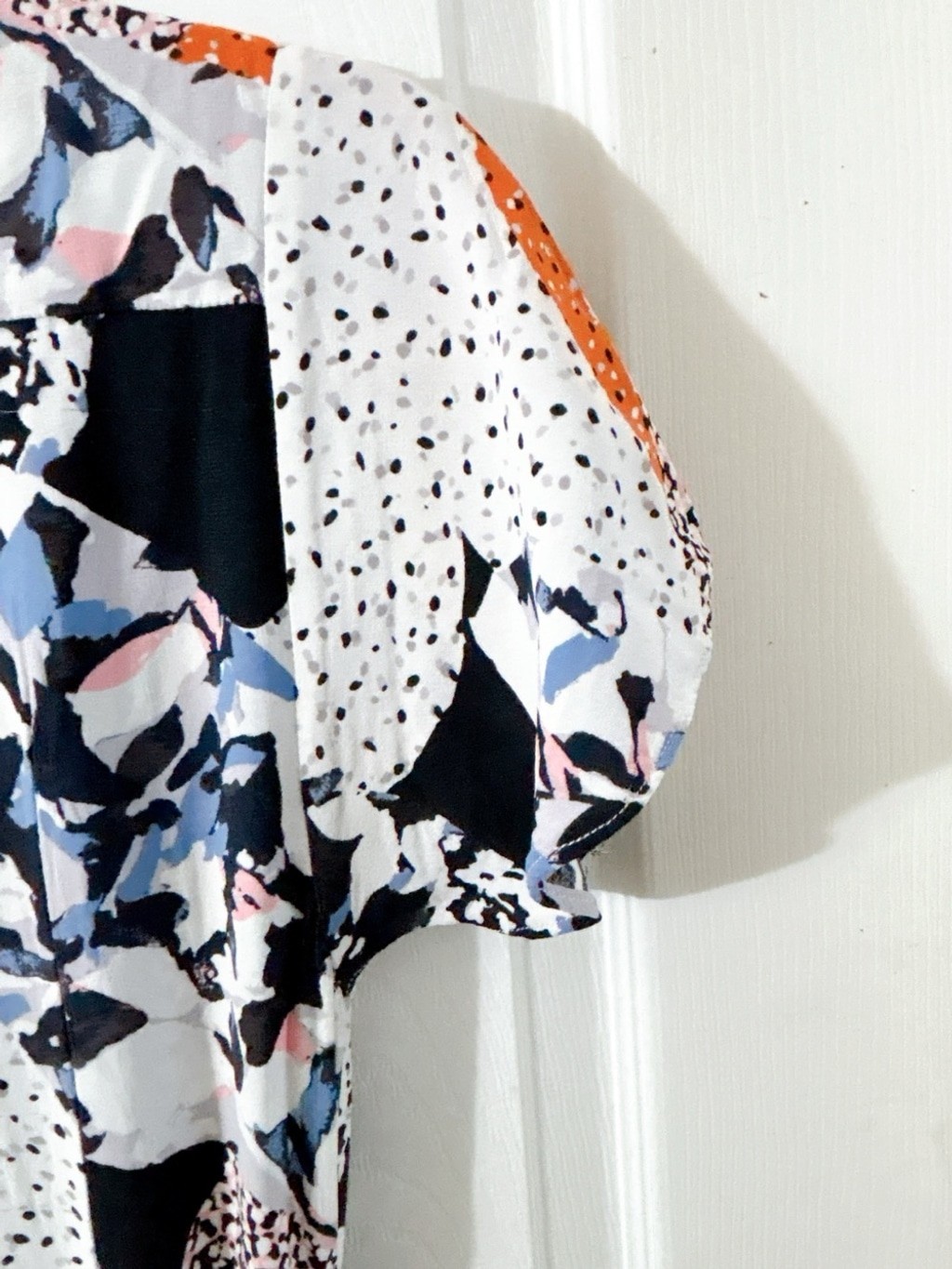 French Connection Asha Draped Abstract Print Faux Wrap Maxi Boho Resort Dress