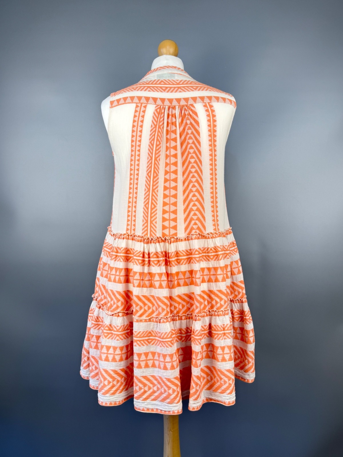 Devotion Twins Ella Mini Dress Sleeveless Salmon Orange White Geometric Women XS