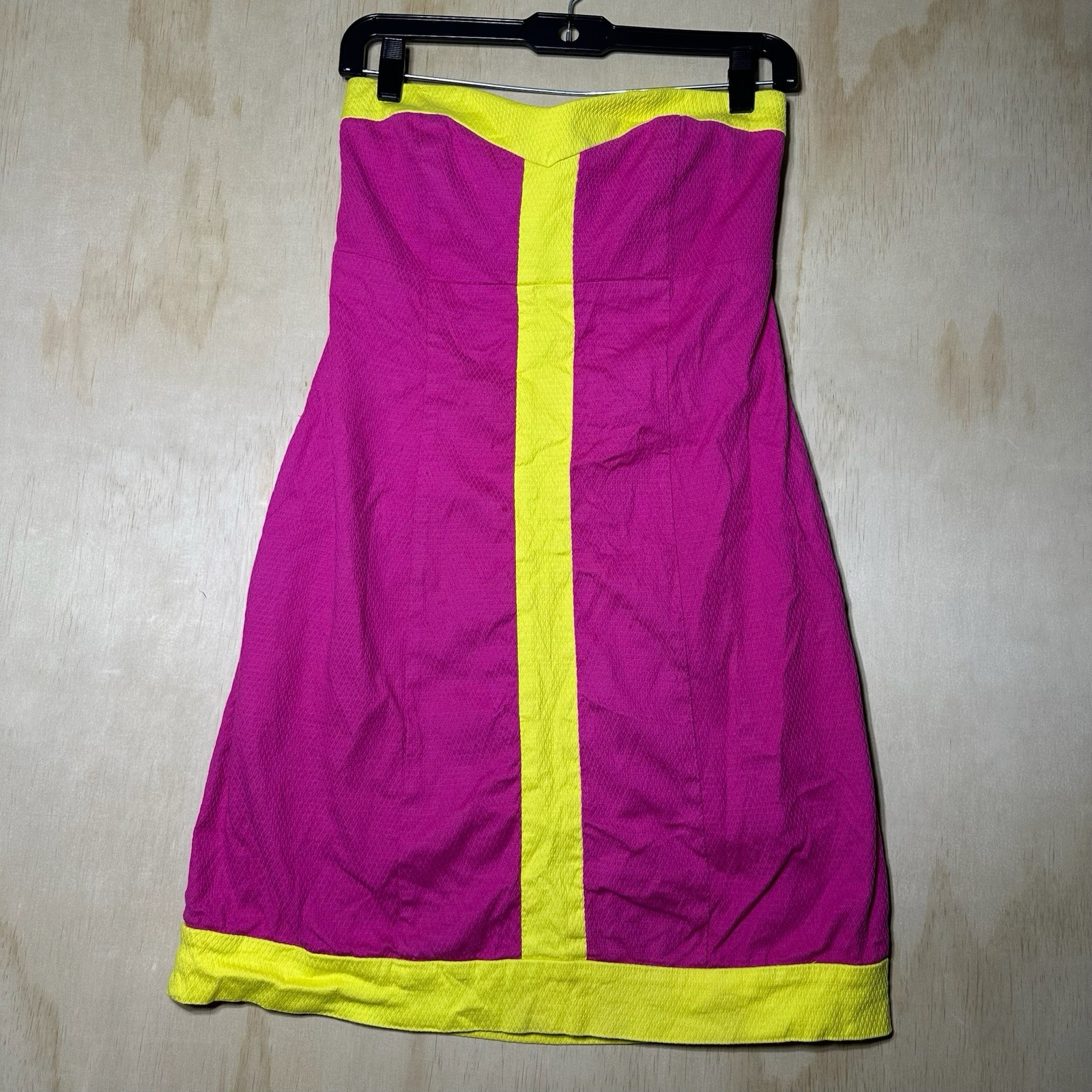 Britt Ryan Strapless Dress Pink And Yellow Size