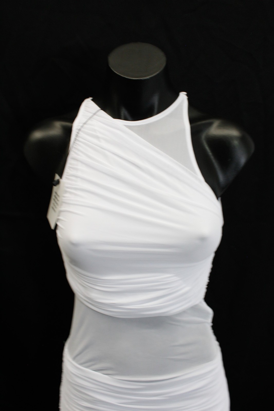 Superdown Women’s Merri Mesh Ruched Seam Maxi Dress CN6 White Size XS NWT