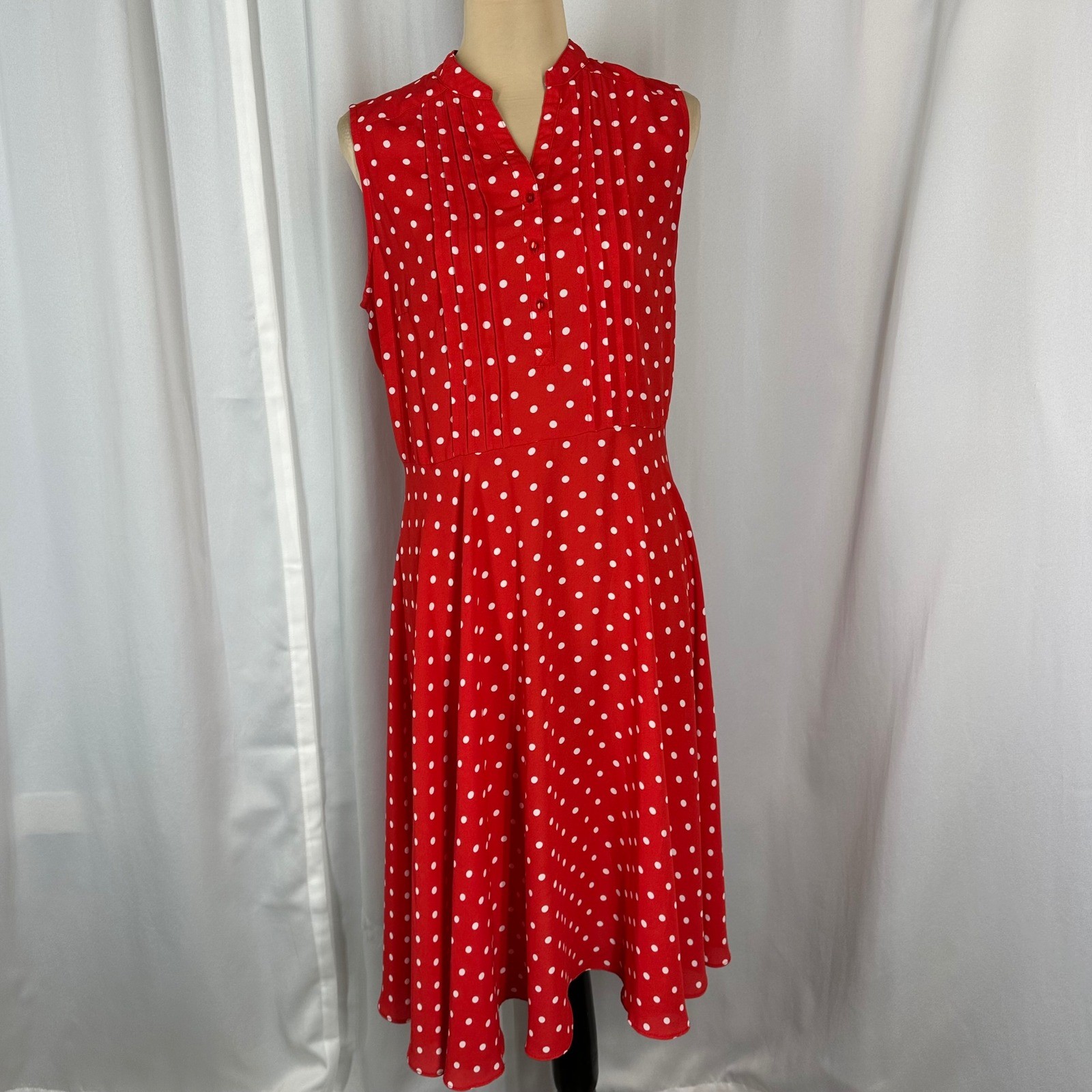 Nanette Lepore Red Polka Dot Dress Size 6 Retro Vintage Style Midi