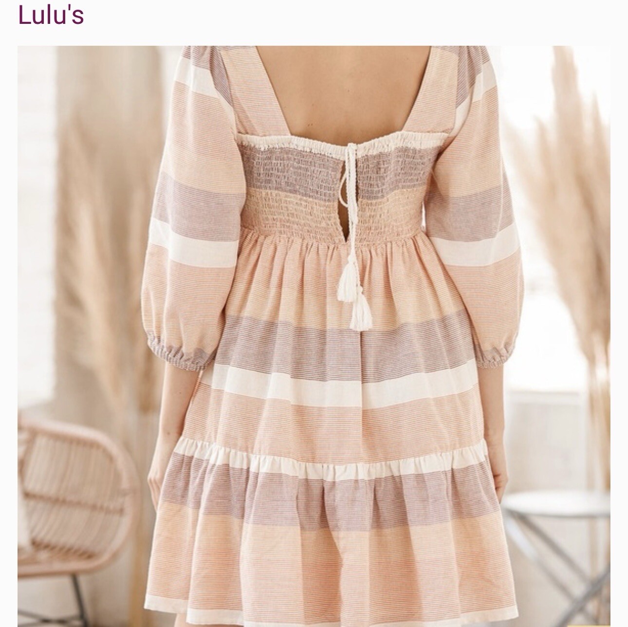 Lulus Way Too Cute Peach Multi Striped Smocked Babydoll Dress