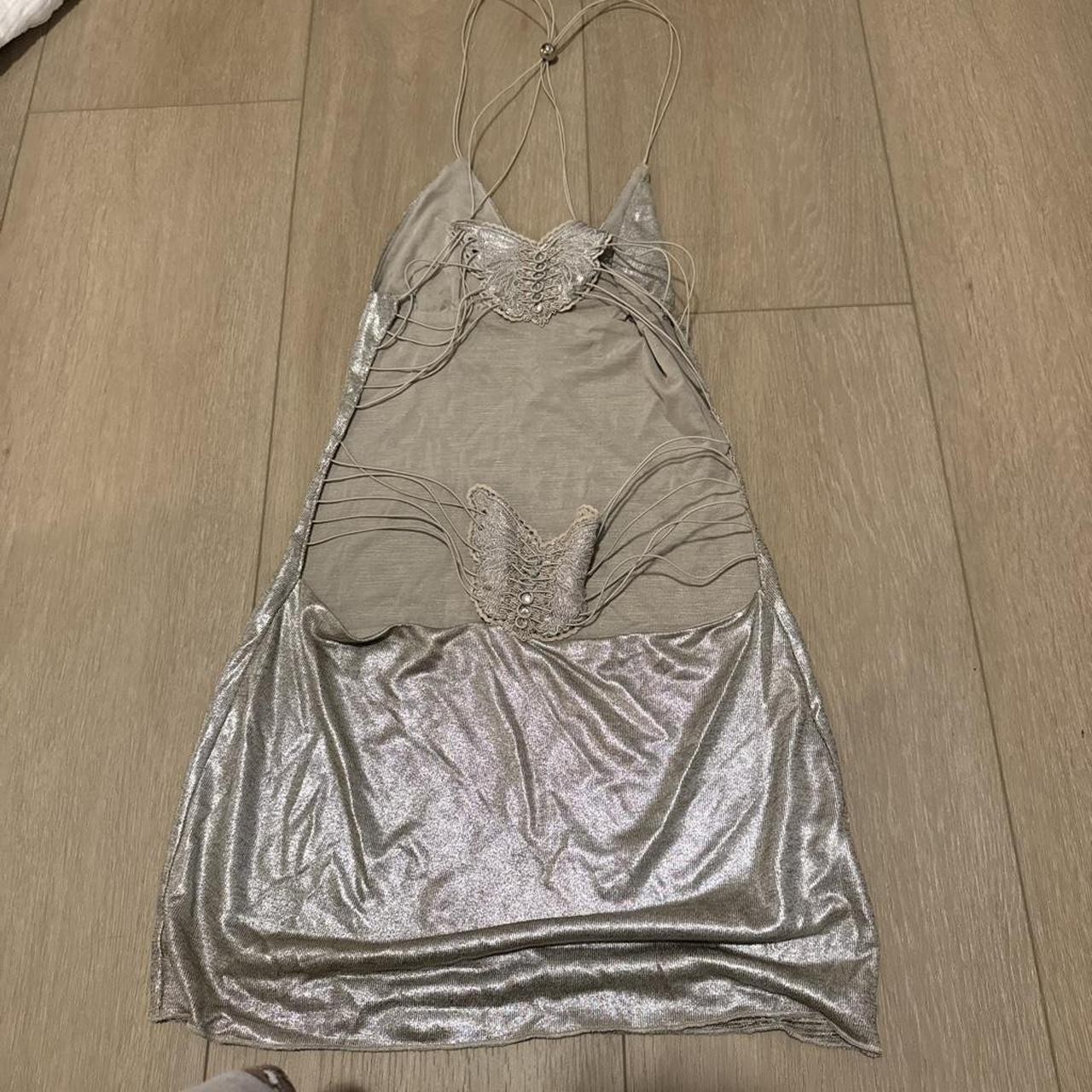 I.AM.GIA Silver metallic bodycon mini dress with adjustable straps
