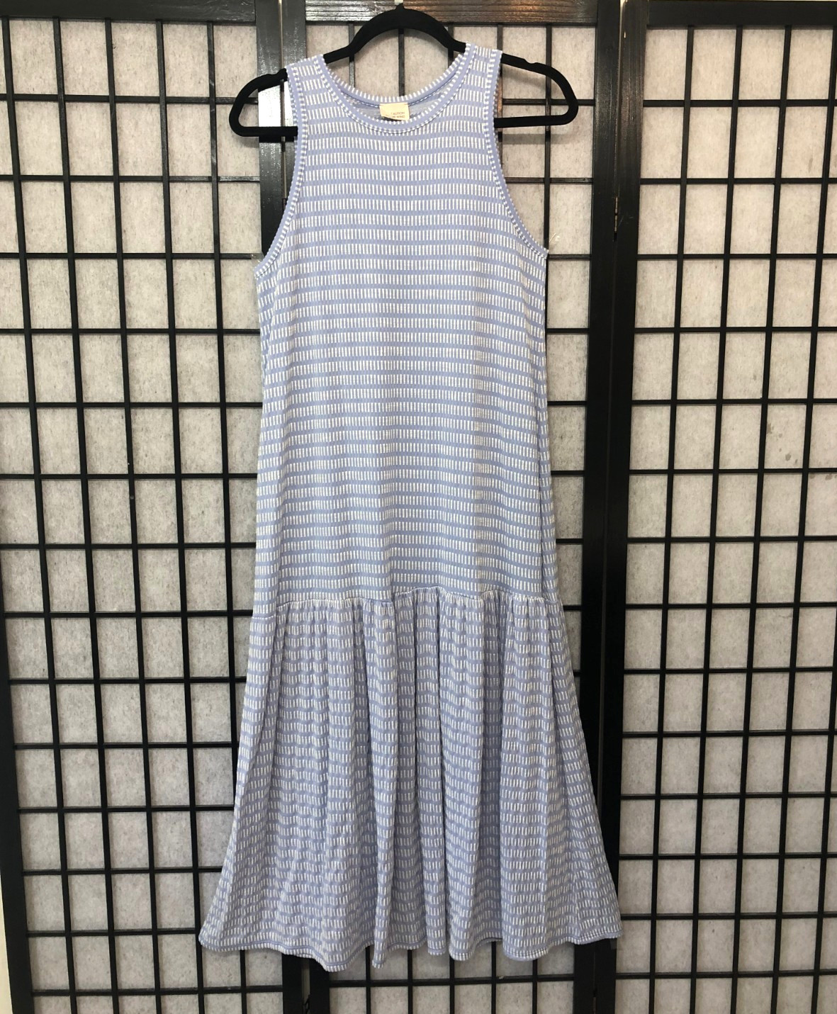 Blue White Striped Maxi Tank Dress Soft Stretchy Summer M/L Caution To The Wind