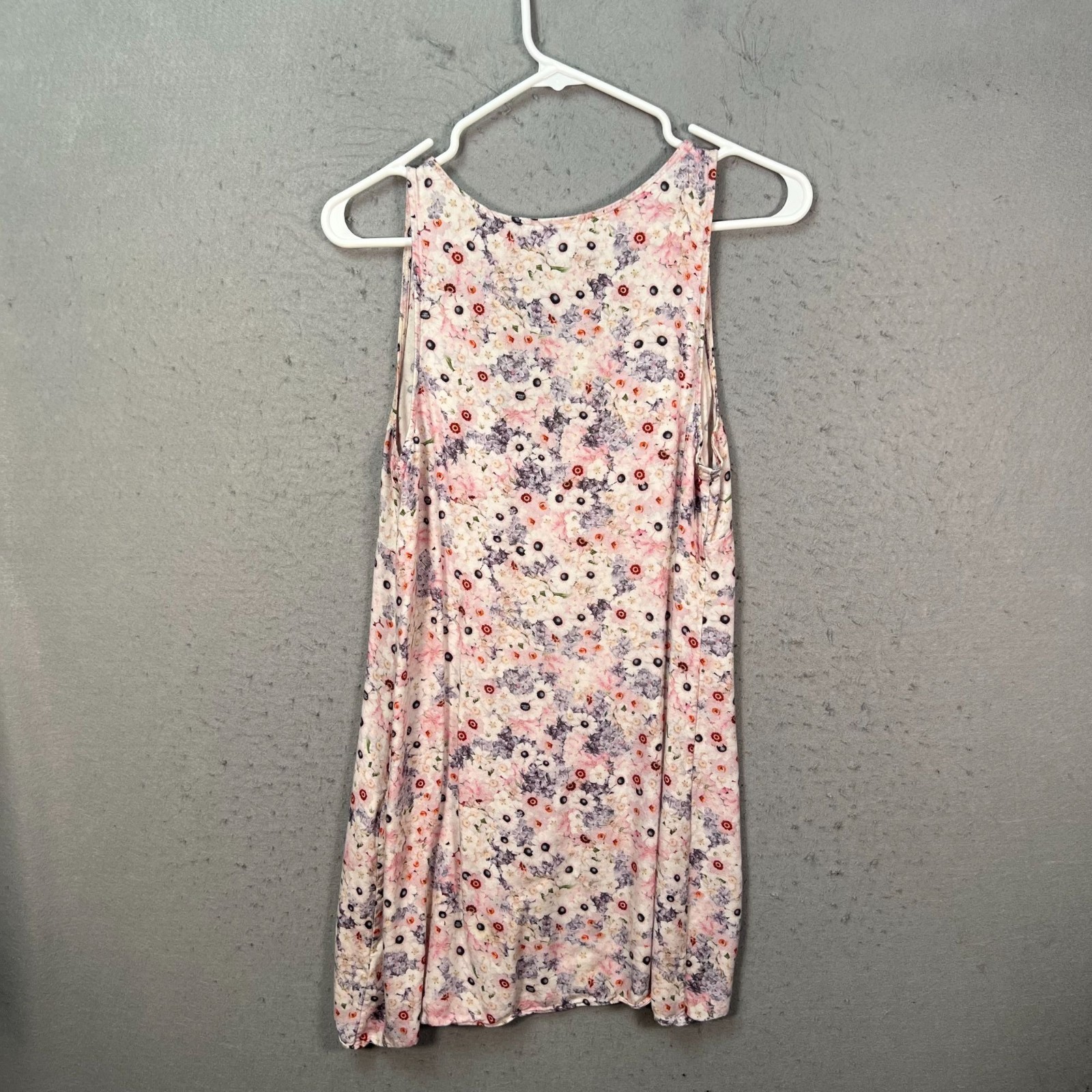 Sunday Best Womens Medium Floral Sleeveless V-Neck Dress Pink Purple White Rayon