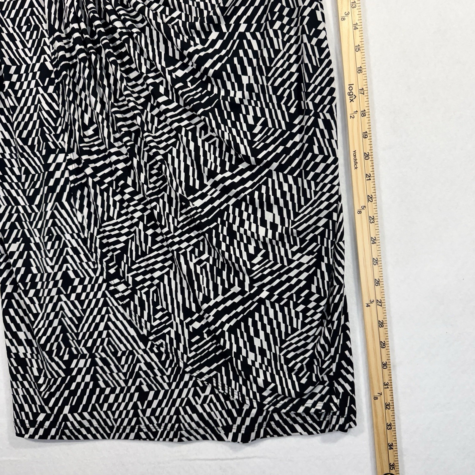 Vtg. Enfocus Studio Women’s Side Ruched Sheath Dress Black & White – Size 14W