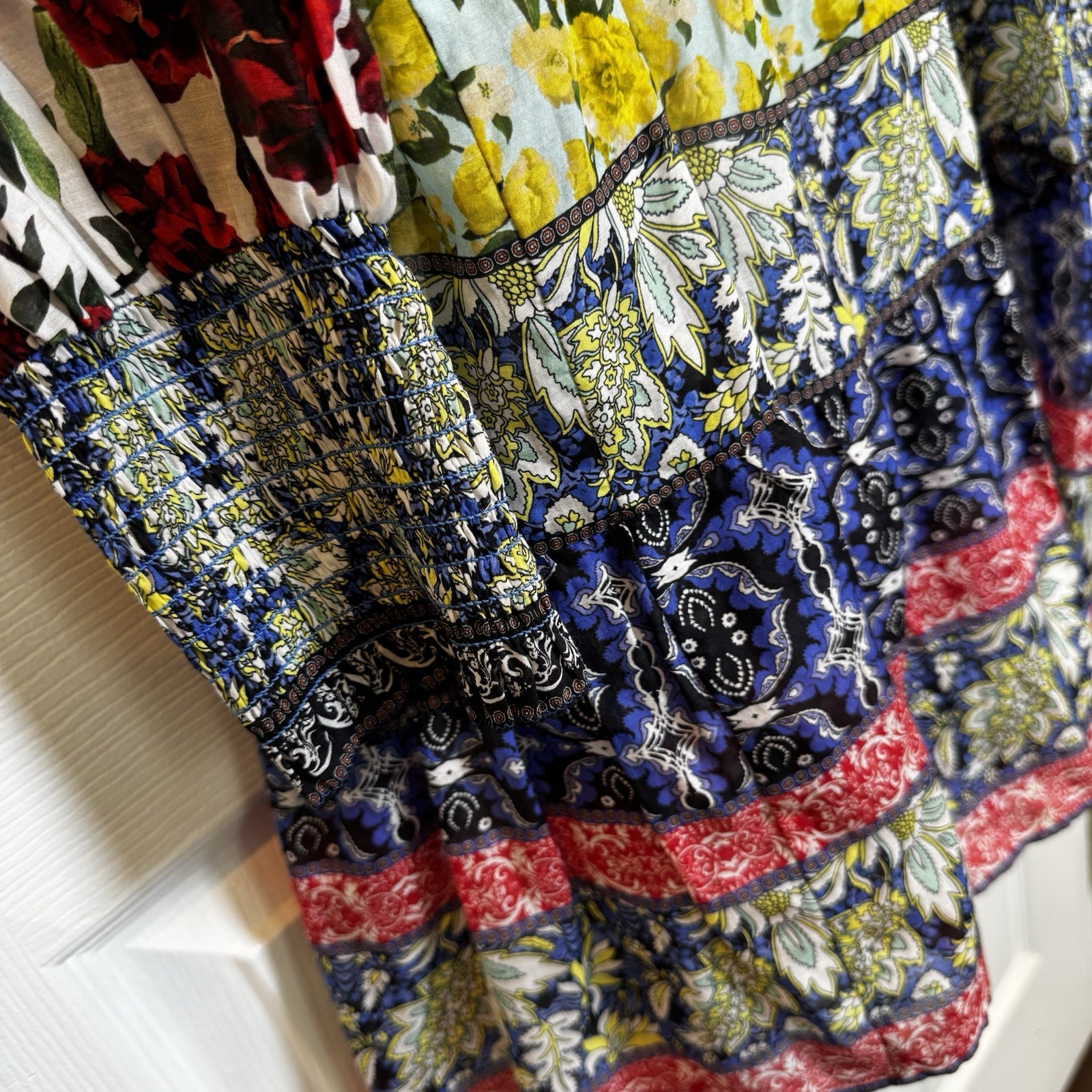 Alice + Olivia Rowan French Quarter Multi Patchwork Floral Silk Blend Dress S