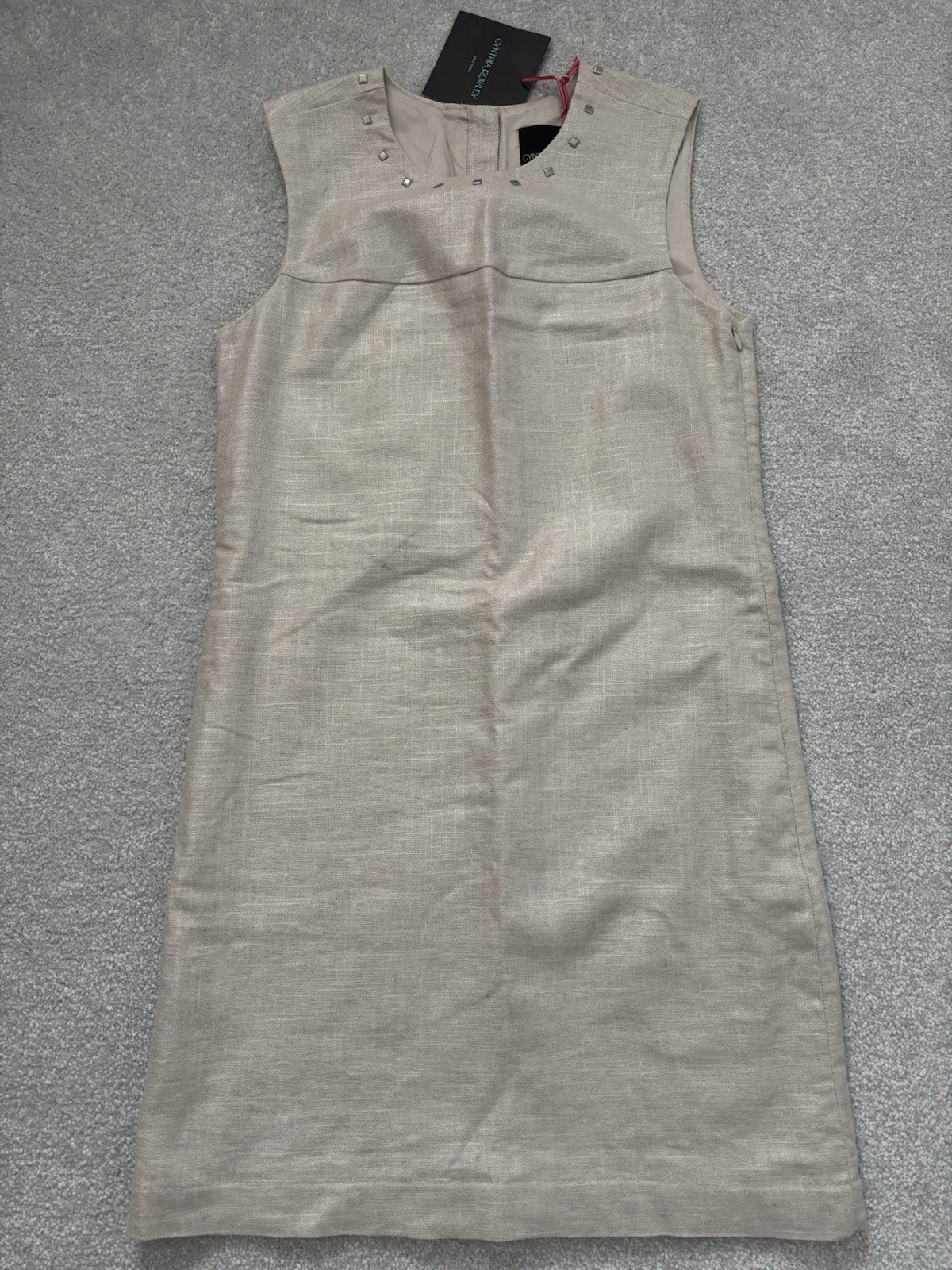 Cynthia Rowley Linen Cotton Dress 2 Studded Shimmer Sleeveless No Stretch Lined