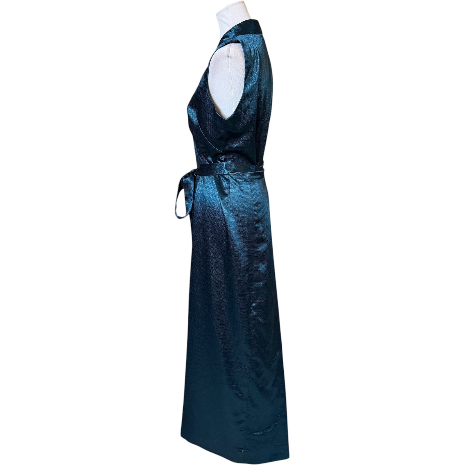 Amala Store Wrap Maxi Dress Women Large Teal Shimmer Sleeveless Formal Nepal