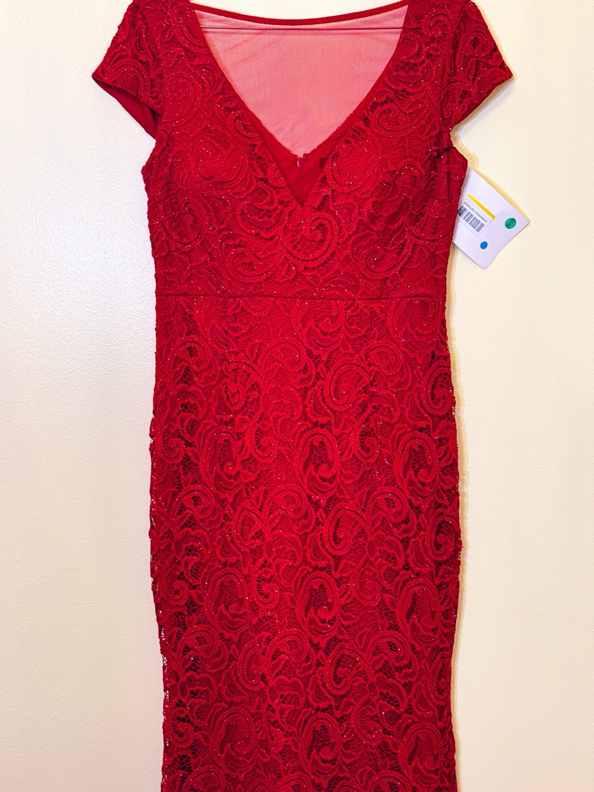 $228 Medium US 6 ❤️ Marina Stretch Red Women Push up A Line Lace Gown Dress