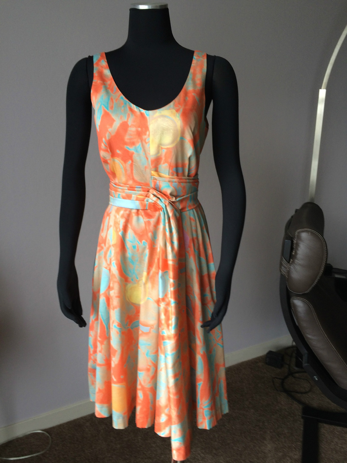 CACHAREL 100% COTTON SLEEVELESS PRINTED DRESS Sz 42 IT/ 8, FITS Sz 6 NWOT $620.0