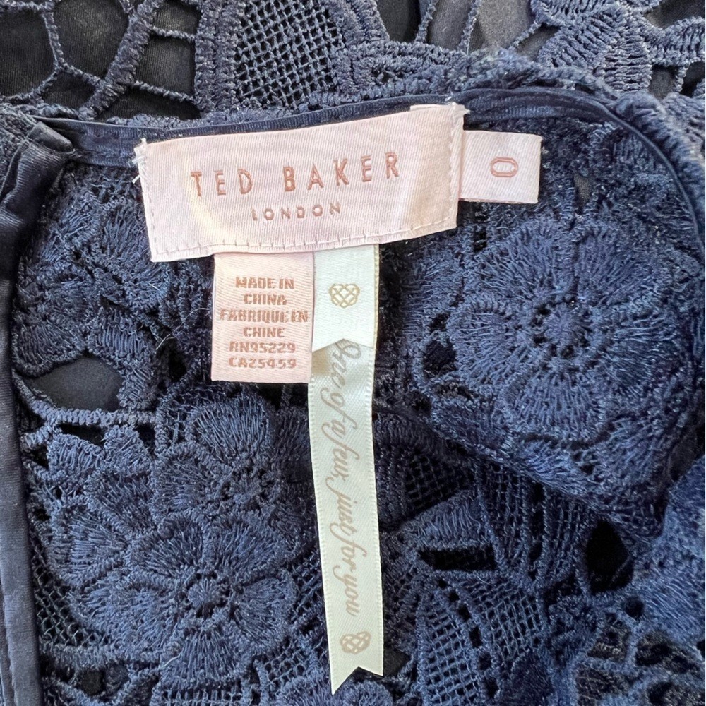Ted Baker Primrose Sleeveless Lace A-Line Dress in Navy Blue, size 0