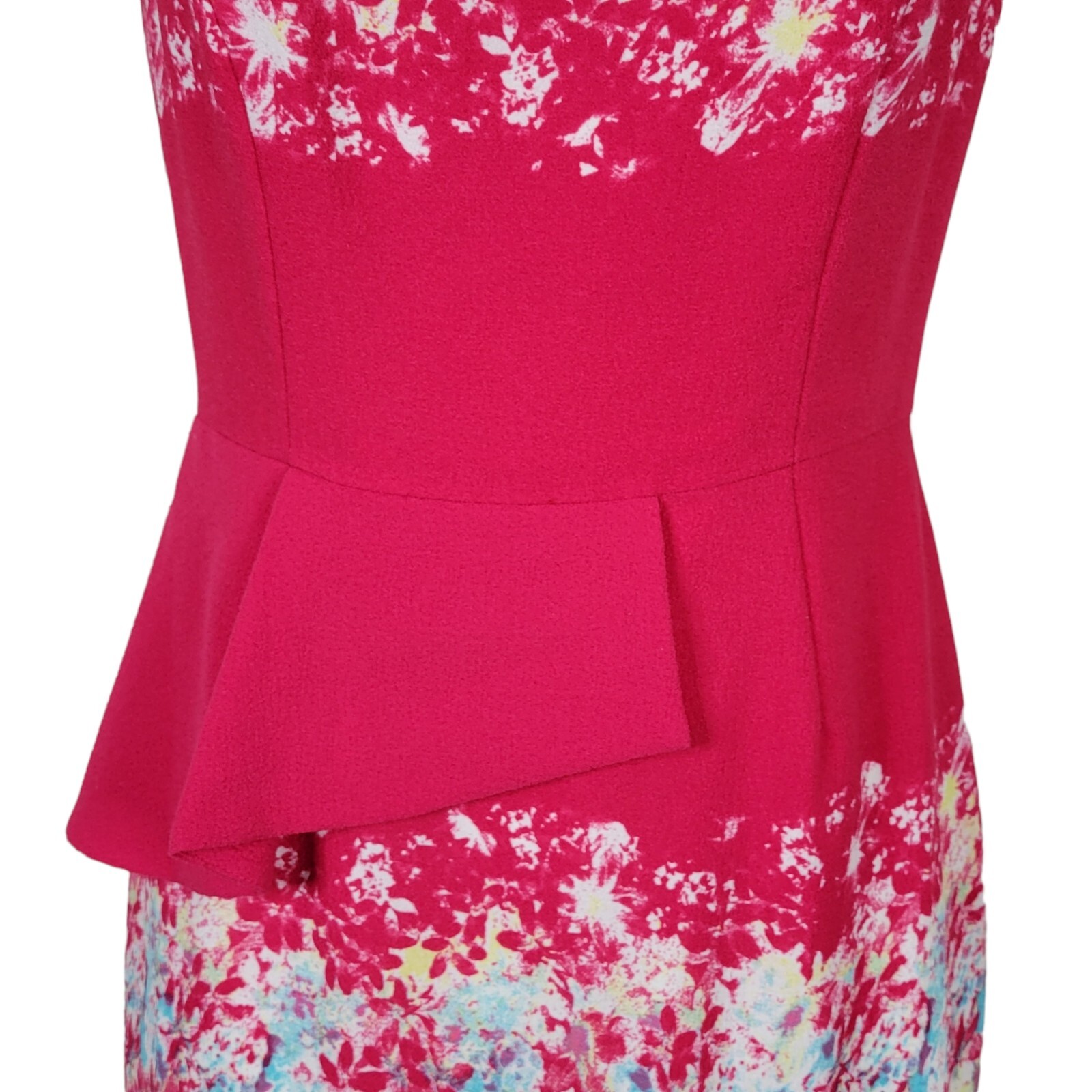 Antonio Melani Peplum Dress Size 6 White Pink Floral Sleeveless Back Zip Lined
