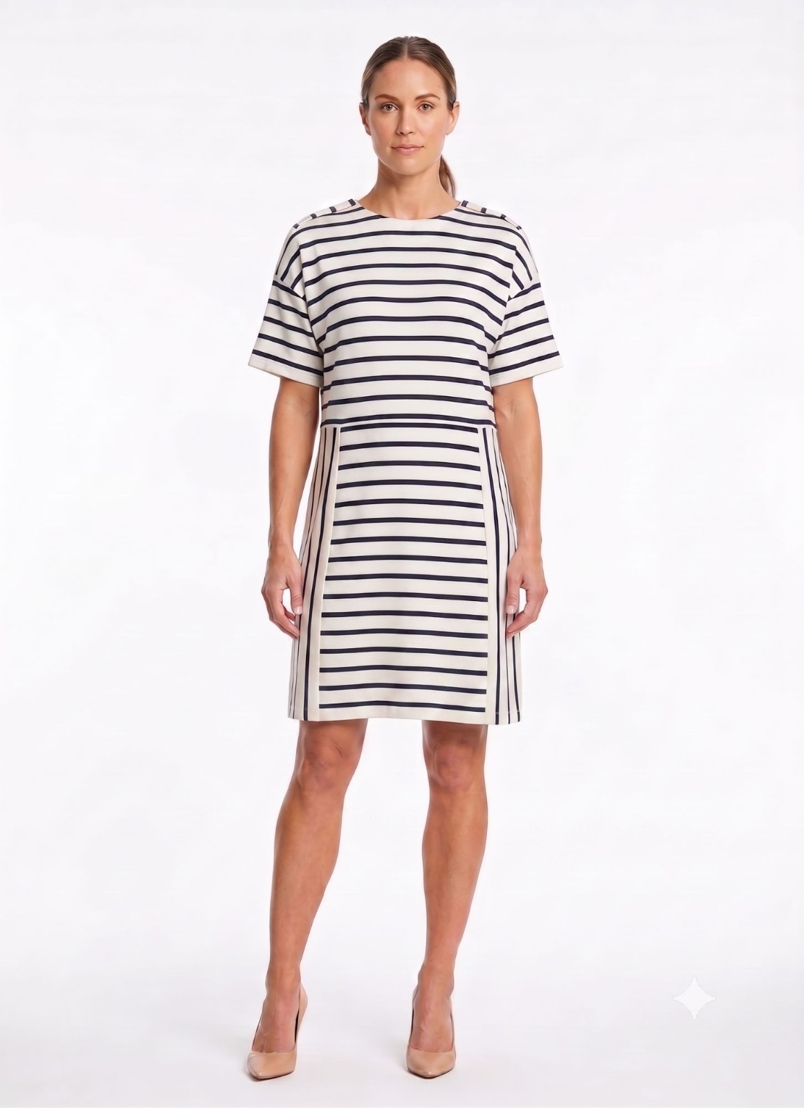 Brooks Brothers Red Fleece Navy Striped Dress Size Large Epaulets Nipped Waist