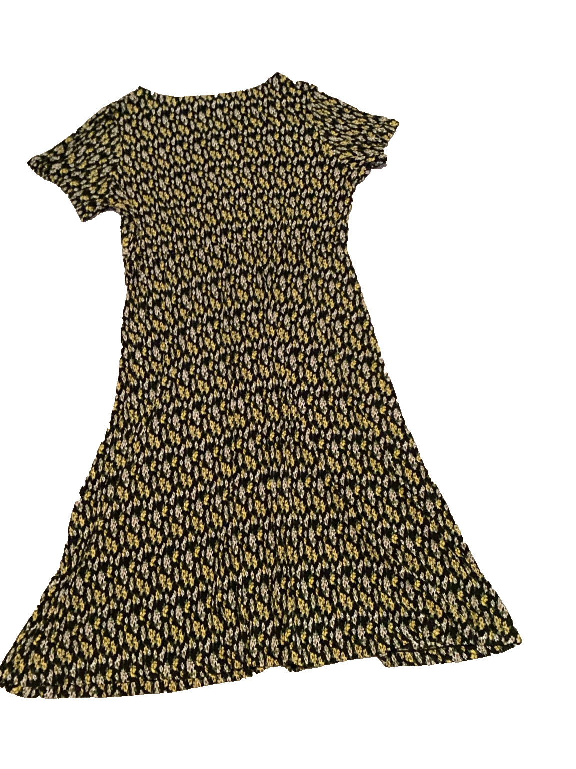 Isaac Mizrahi Live Black Floral Midi Dress Women’s XL Empire Waist Short Sleeve