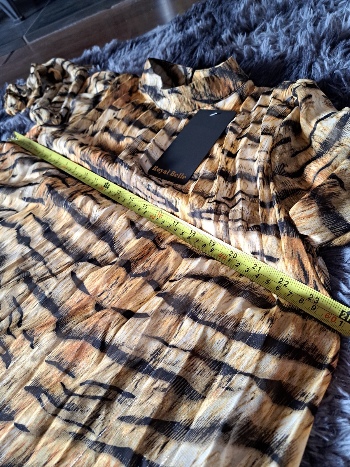 Royal Belle Pleated Print Shift Dress One Size Please See Measurements