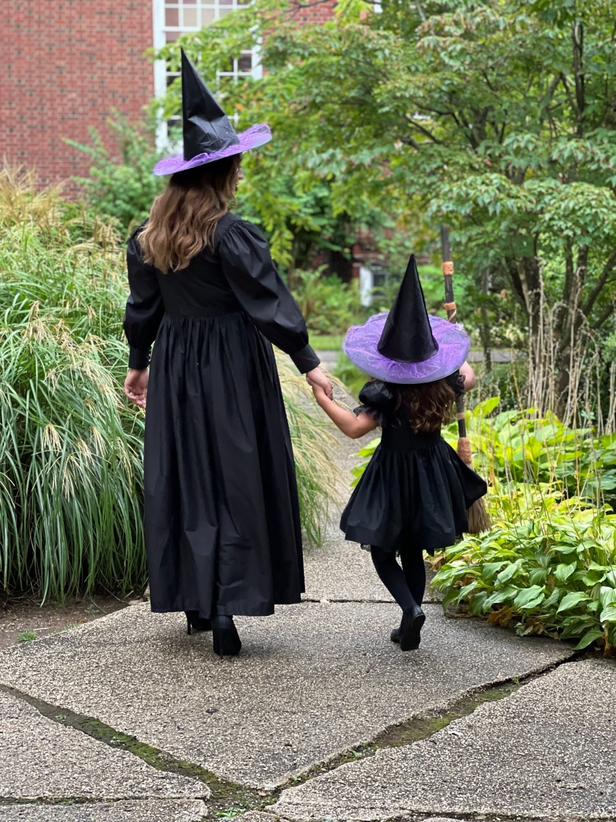 Handmade black cotton full length witch dress for women