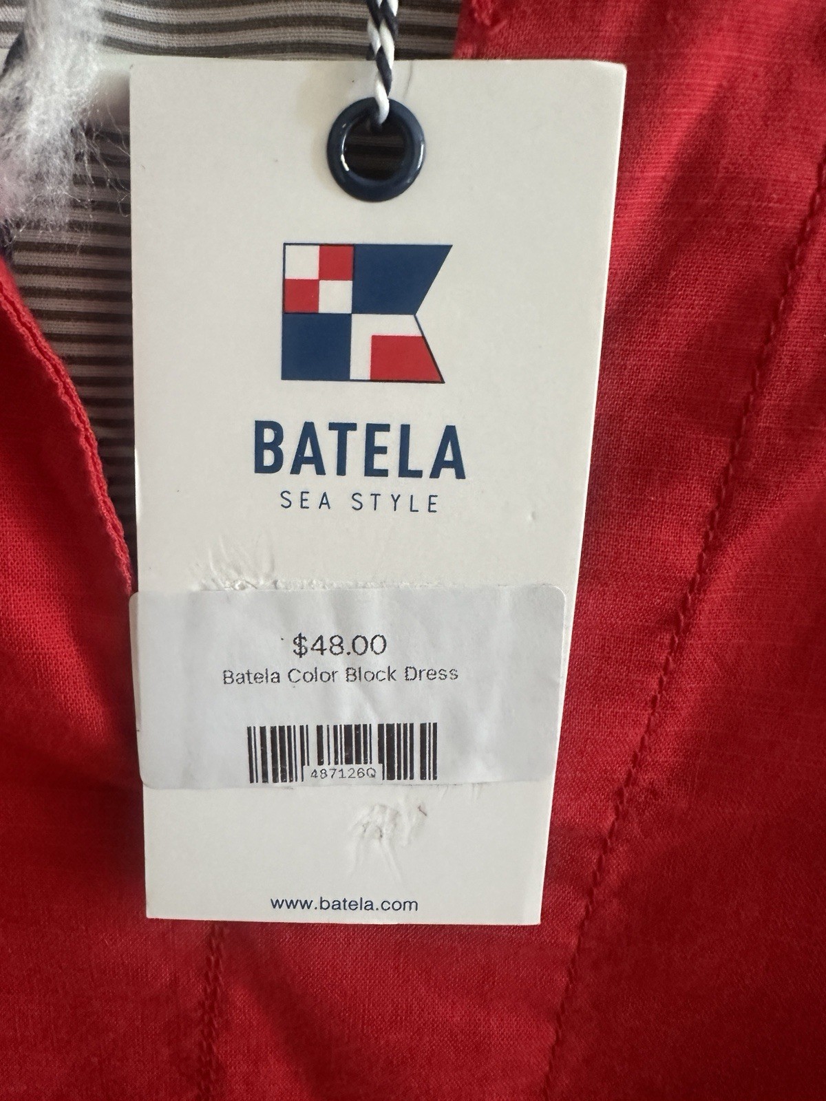 Batela NWT Red Short Sleeve Shift Tunic Dress Women’s Size 4 Sm Nautical Coastal