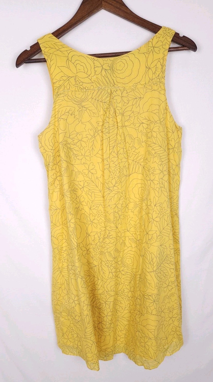 Anthropologie HD in Paris Size 4 Sun Soaked Yellow Gray Floral Shift Dress