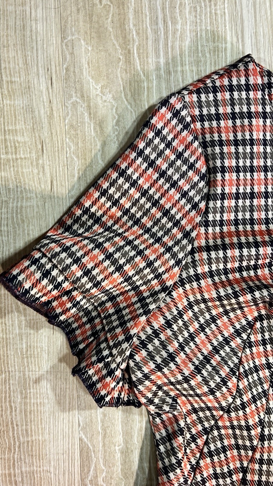Tommy Hilfiger Plaid Houndstooth Dress Short Cap Sleeve Knee Length Size 14 Chic