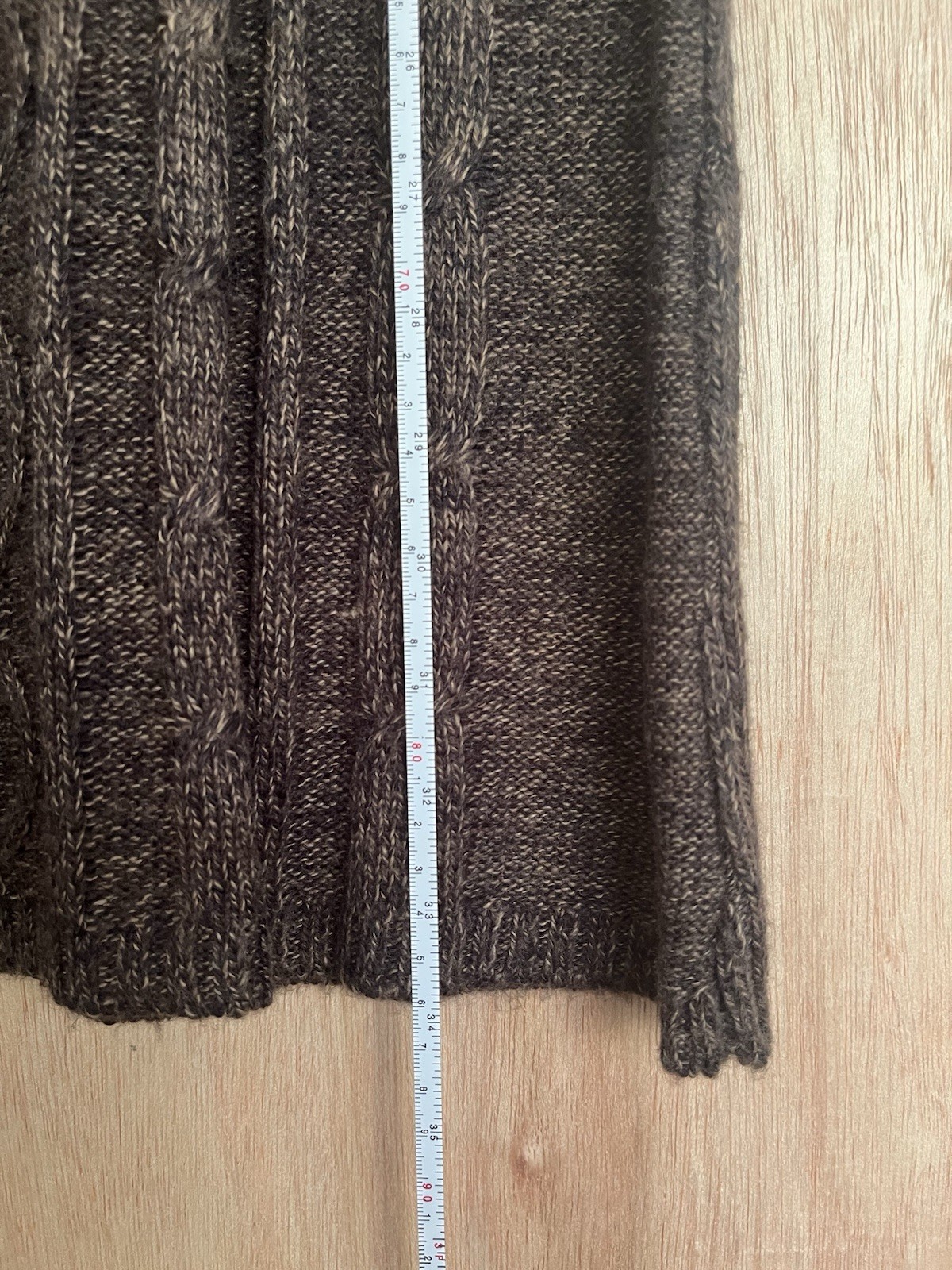 Pink Republic Brown Knit Sweater Bodycon Dress Bell Sleeve Rib Cable Size S Y2K
