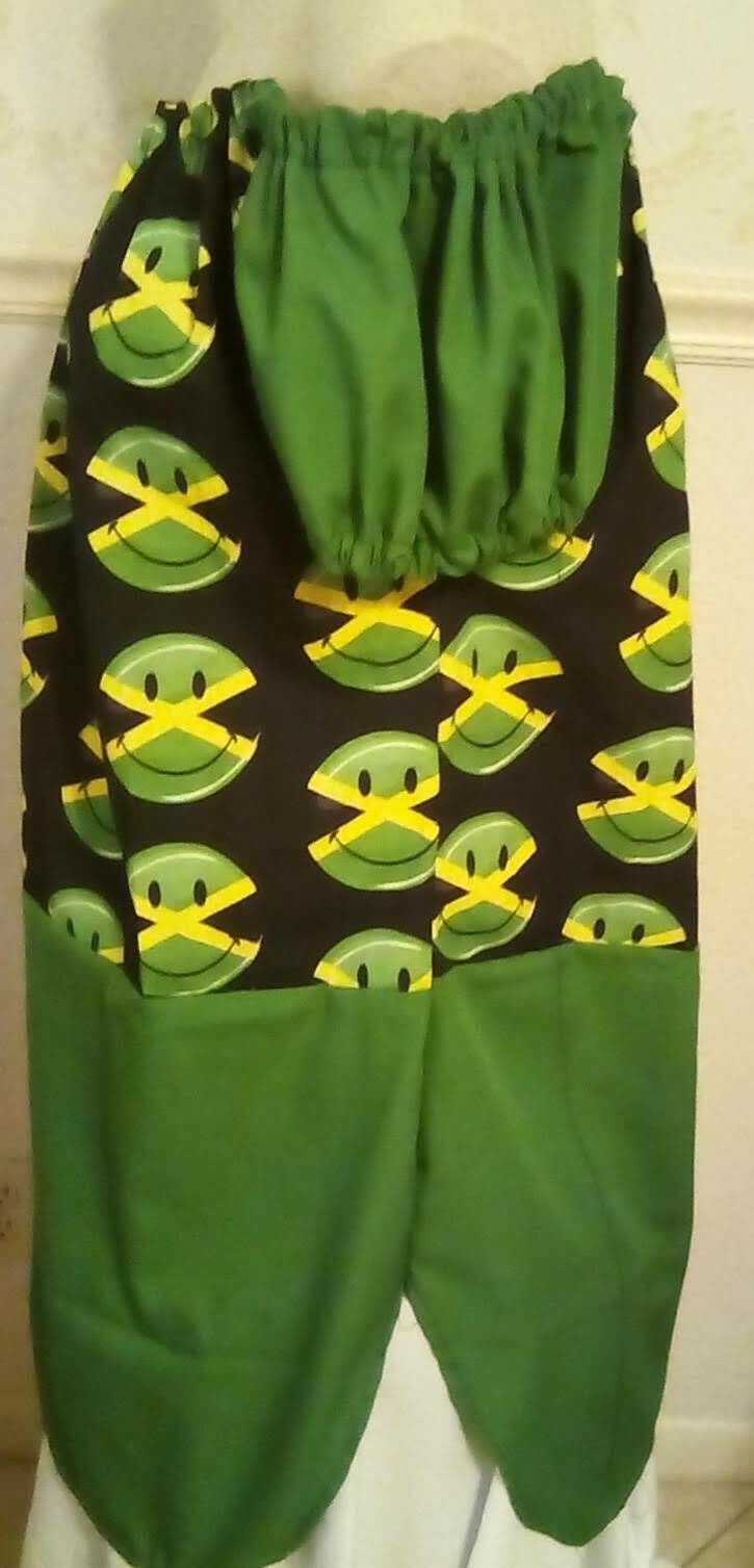 Smiling Jamaican Flag Off Shoulder Puff Sleeve Casual Loose shirt Tail Dress XL