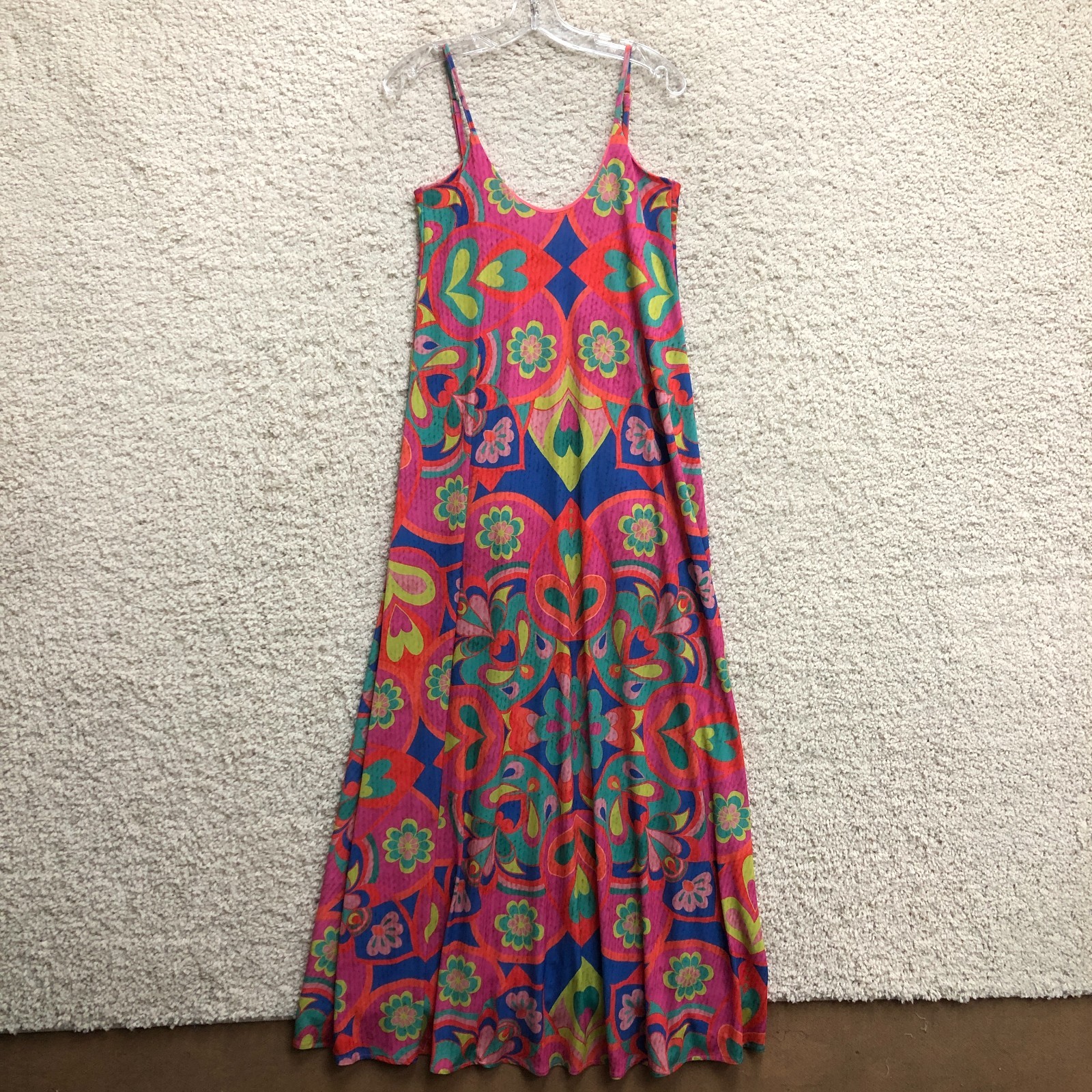 Judith March Dress Medium Adult Pink Floral A Line Maxi Sleeveless Casual Womens