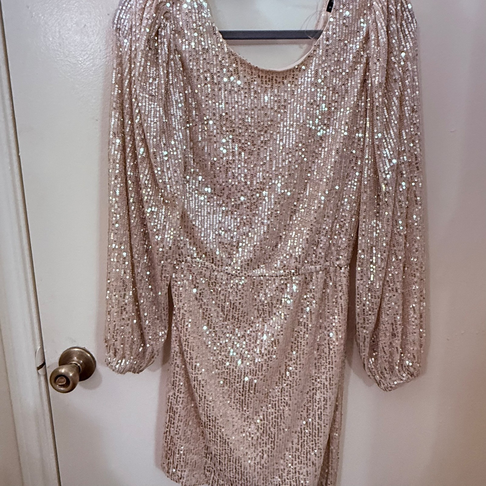 New With Tags Rose Gold Sequin Long Sleeve Mini Dress Size S