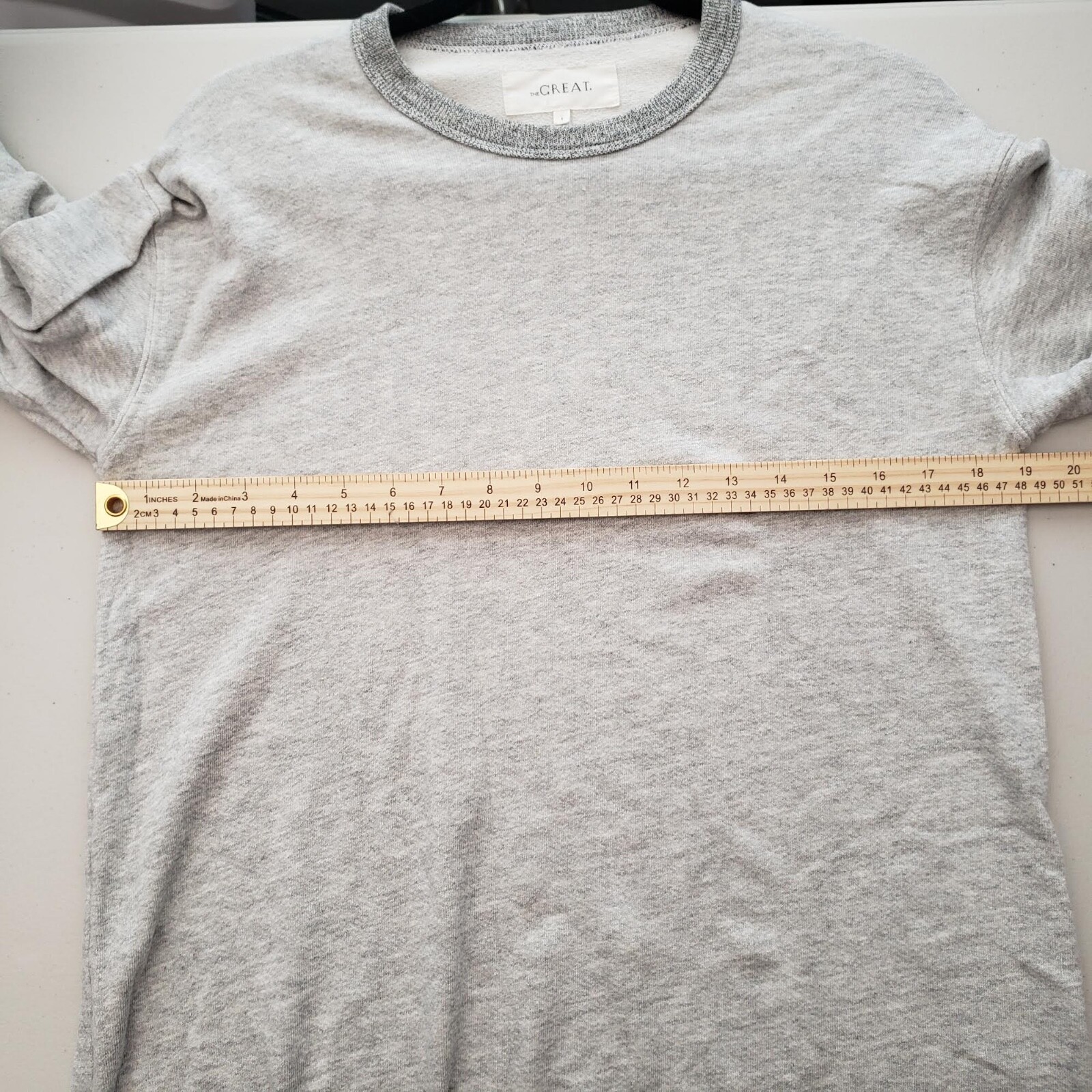 The Great Dress Size 1/S Heather Gray Crew Neck Long Sleeve Cotton Pullover Midi