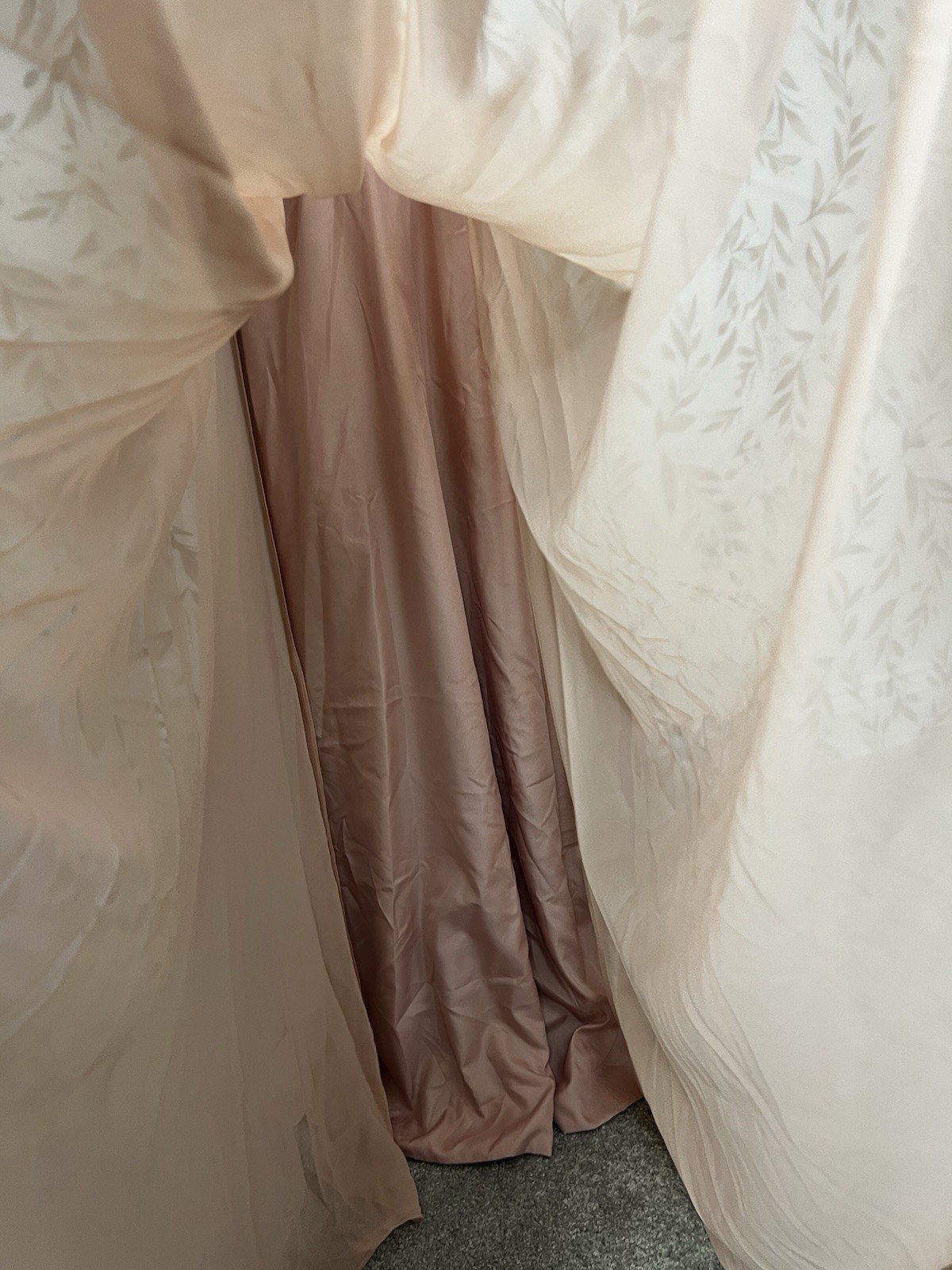Elegant Blush Pink Lace Evening Gown Prom wedding Guest Sz S 6 NWT Bridesmaid #E
