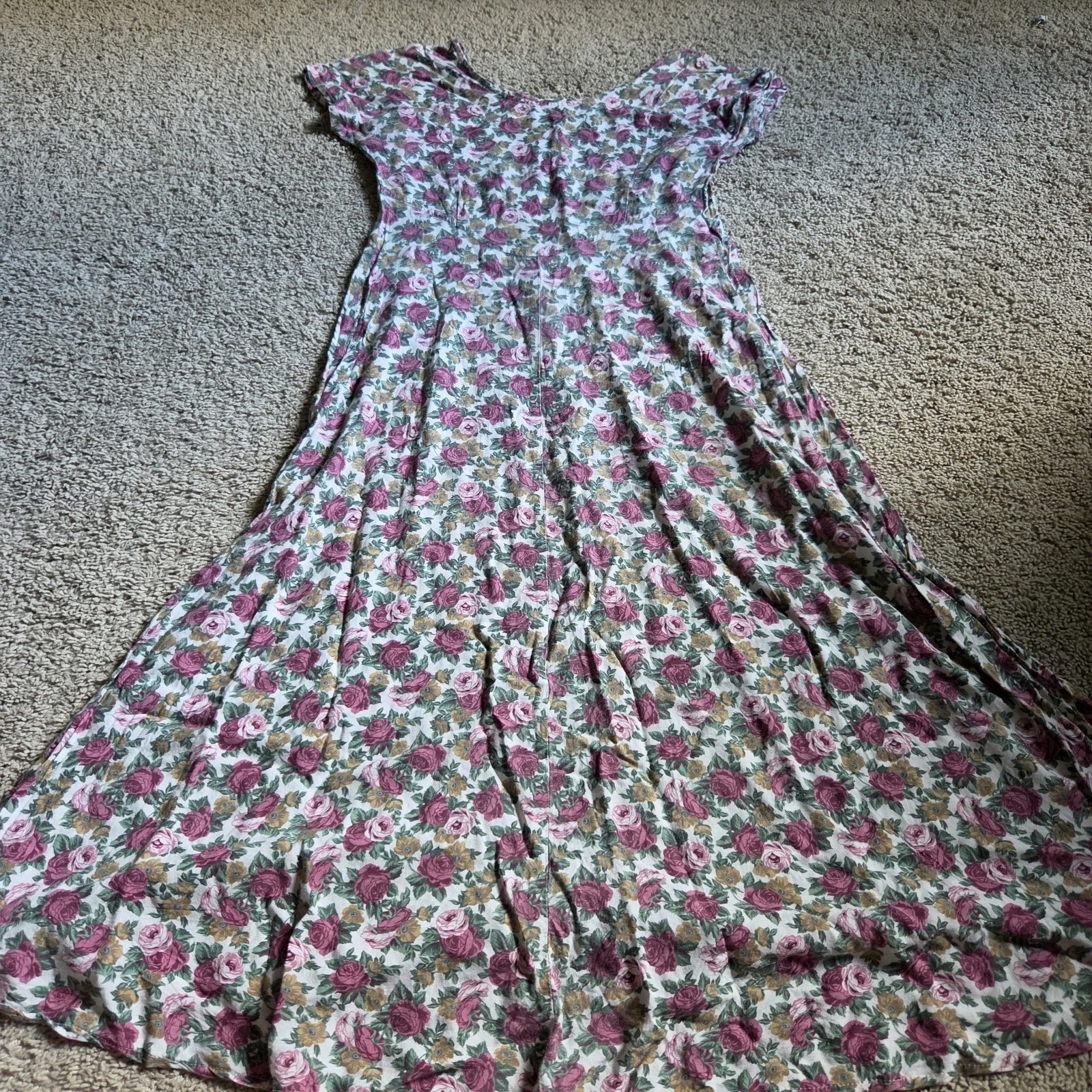 Vintage All That Jazz Dress 7/8 Black Floral CottageCore Midi 80s Fairy Grunge