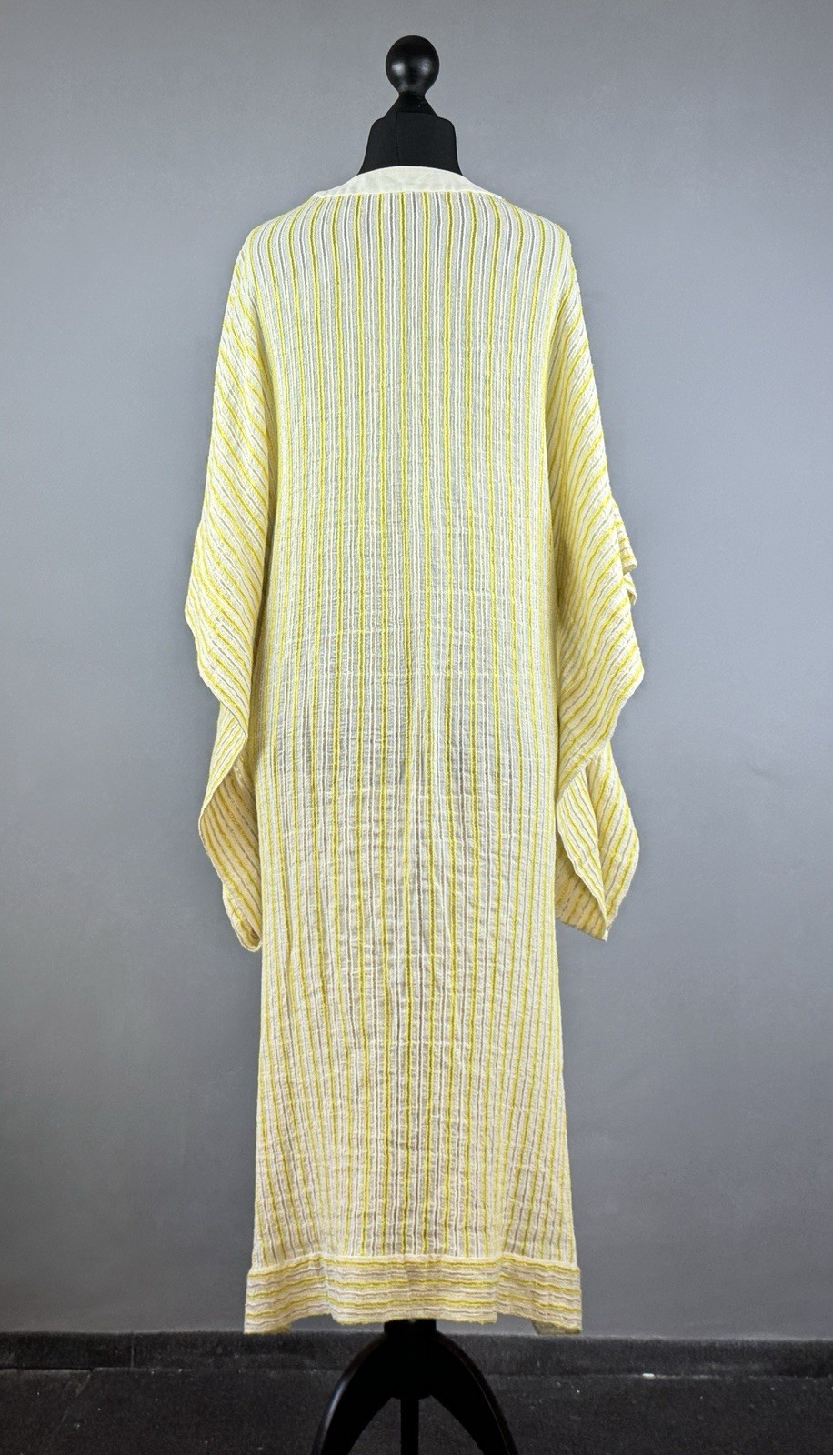 ZEUS DIONE Yellow Striped Oversize Kaftan Style Kimono Dress Size 44