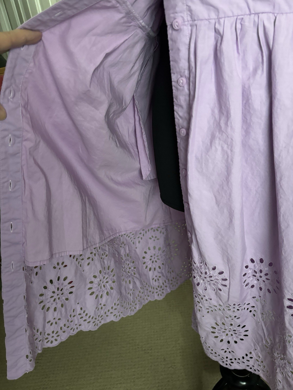 Talbots Petite Size L Shirtdress, 100% Cotton, Lined, Pockets, Eyelet, VGC