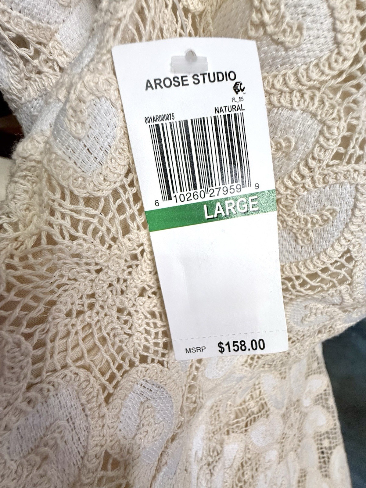 Arose Studio Alaia Short Halter Dress Ivory Lace Crochet NWT Size Large