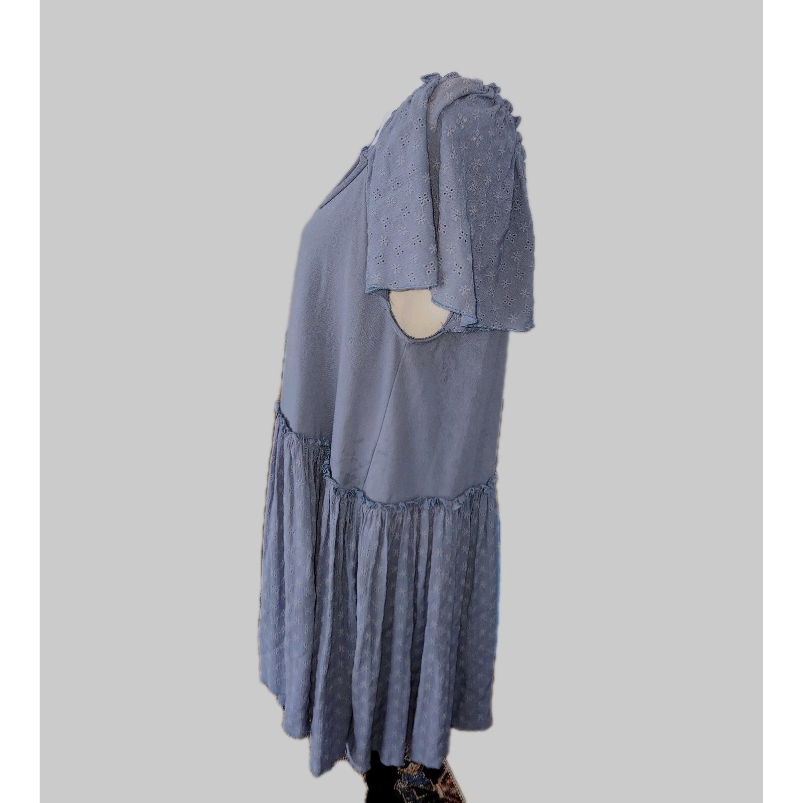 The Collection Texas Blue Eyelet Babydoll Dress – Boho- Coastal Cowgirl M