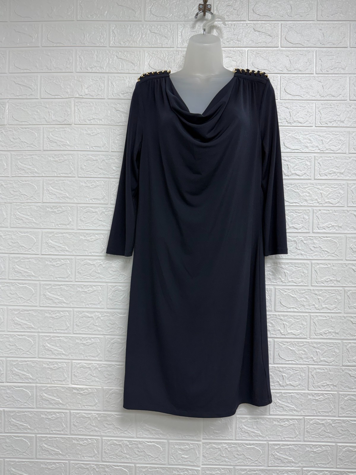 Michael Kors Formal Dress Size M Bodycon Sexy Chain Detail Evening Short Navy