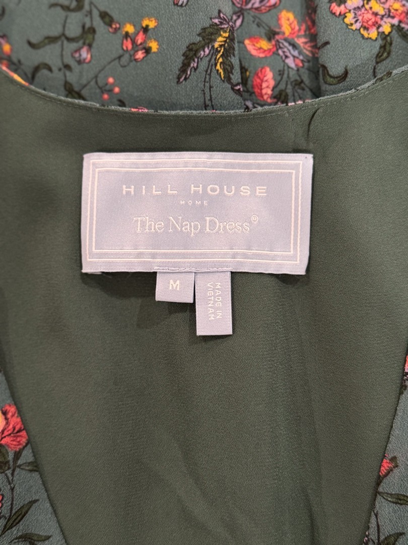 Hill House Home Maxi Dress Green The Georgia Nap V Neck Floral Smocked Medium