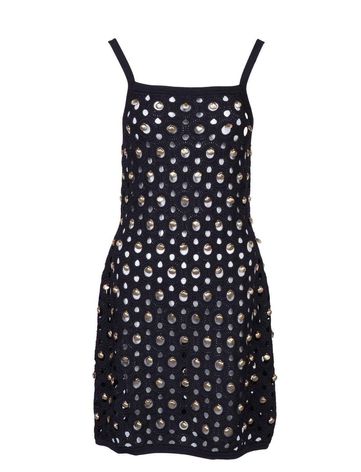 Sandro Paris Dress Womens Black Embellished A-Line Sleeveless Size 42 FR XL New