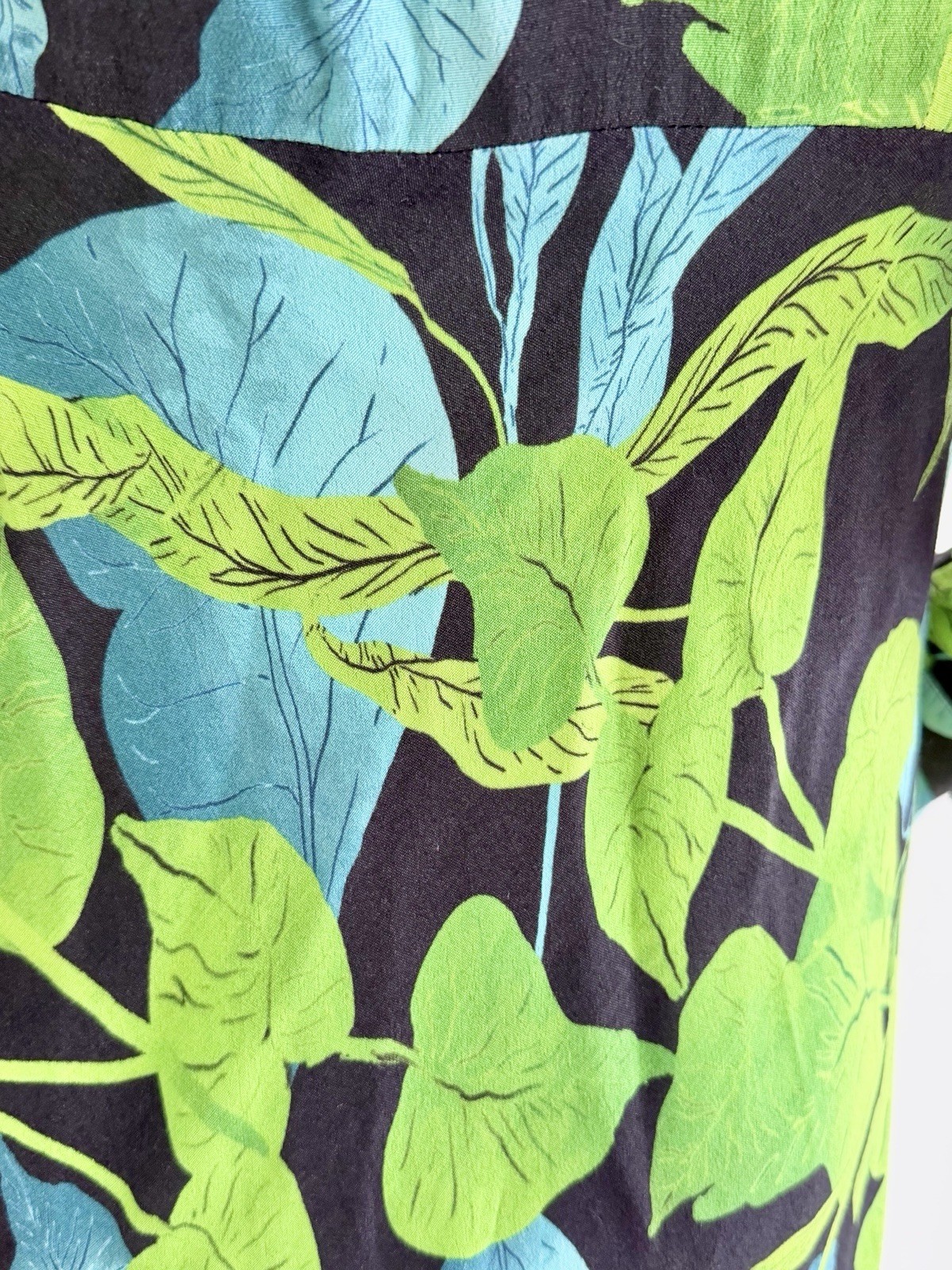 Husk Maxi Dress Green Black Leaf Rare Print Long Sleeve Pussy Bow Size AU 8 S