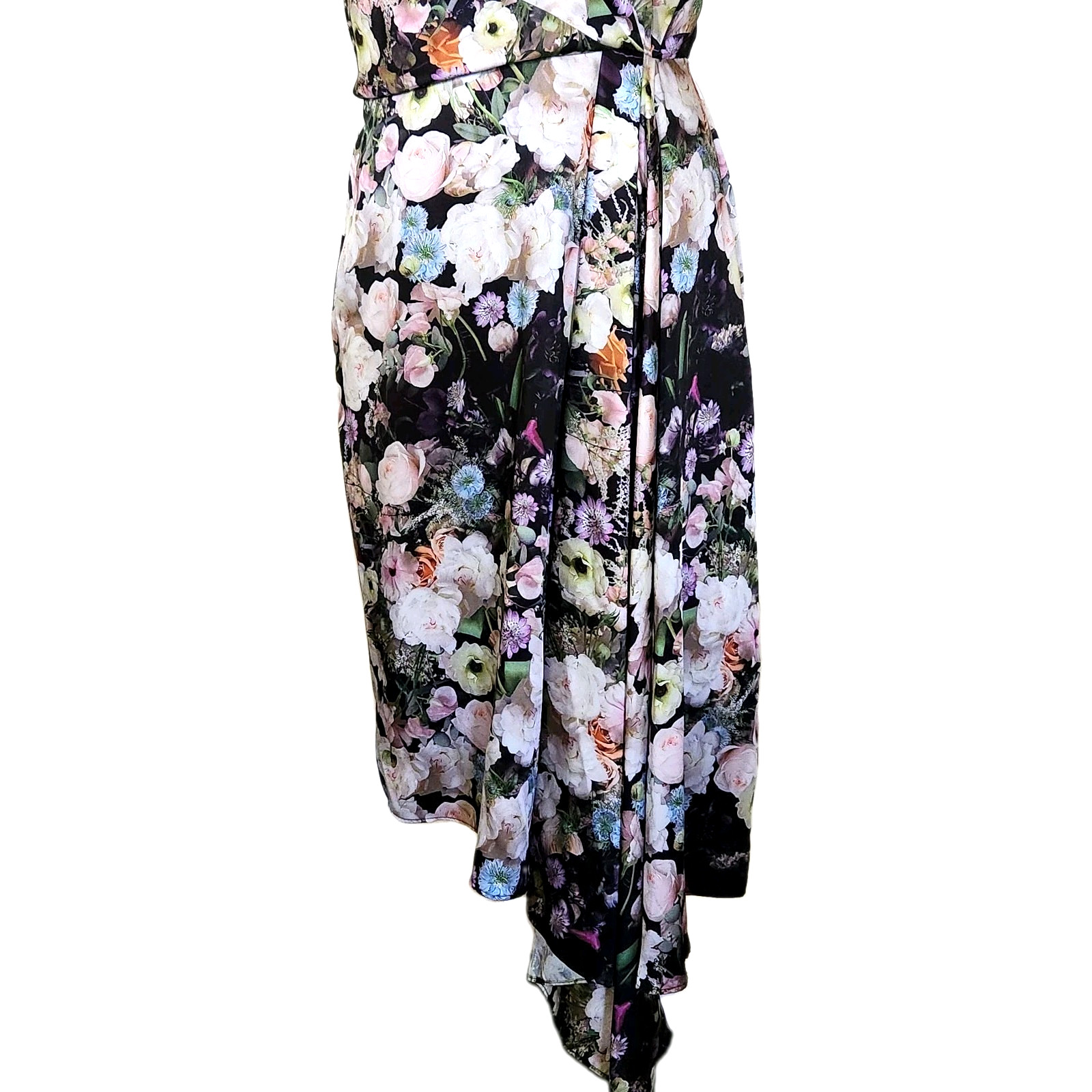 ADAM LIPPES Collective Black Floral Side Drape Dress Sz 6 RTR Florist Collab