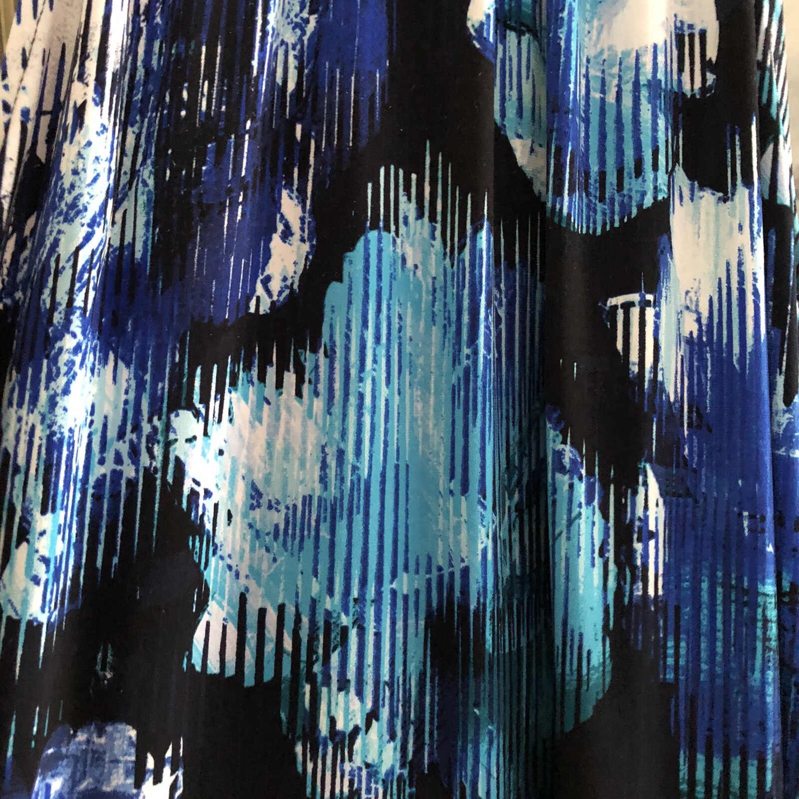 T Tahari Blue Black Abstract Floral Long Maxi Dress Sleeveless Sz M A2670