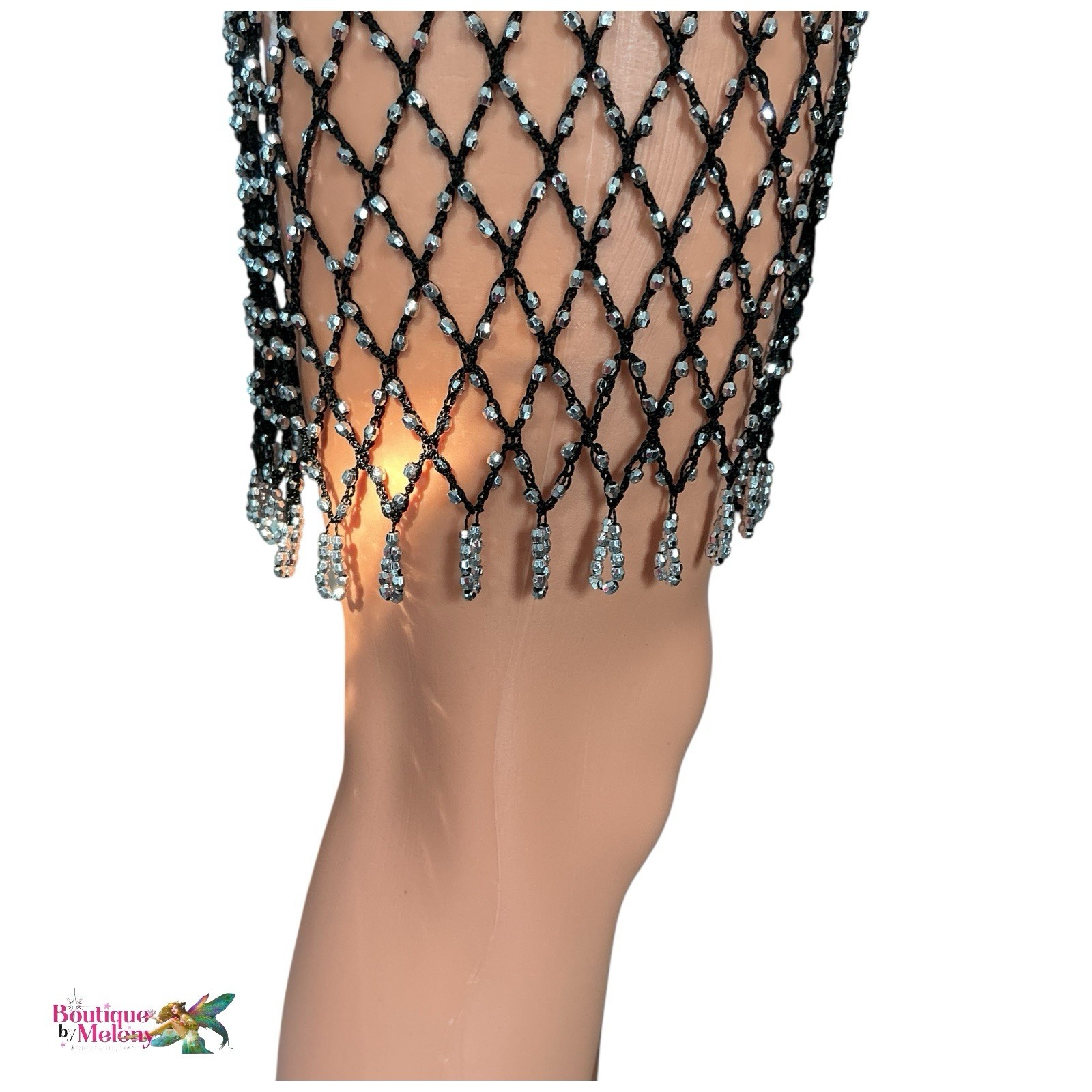 Fully Beaded Lightweight Fishnet Tank Dress Unknown Brand Mini Dress Strappy