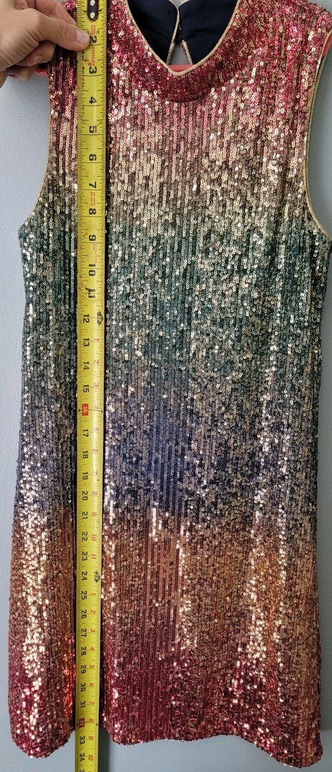 Zunie Gradient Sequin Shift Dress Multicolor Sz 12